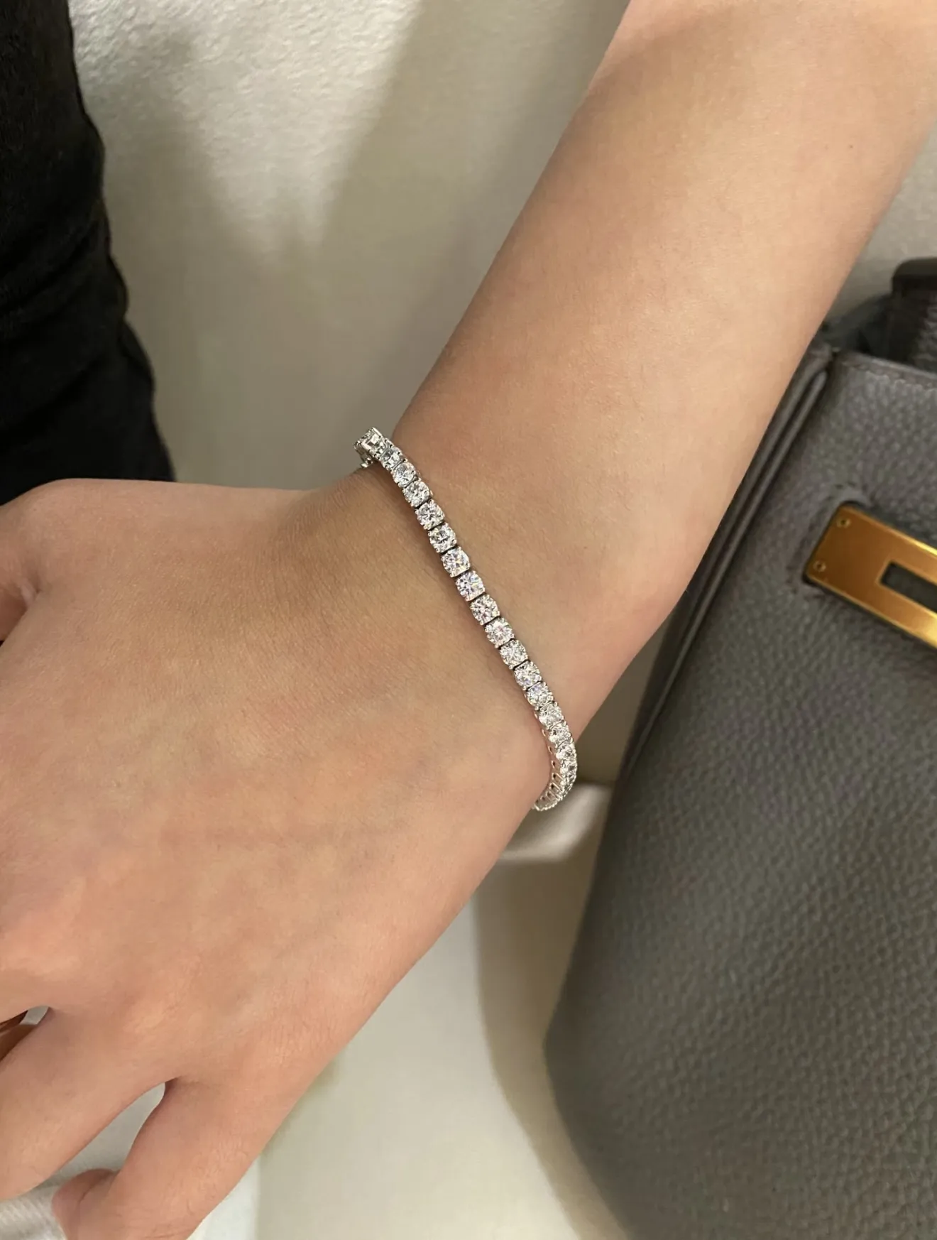 4mm Moissanite Tennis Bracelet (Sterling Silver) D143016739 — view 13