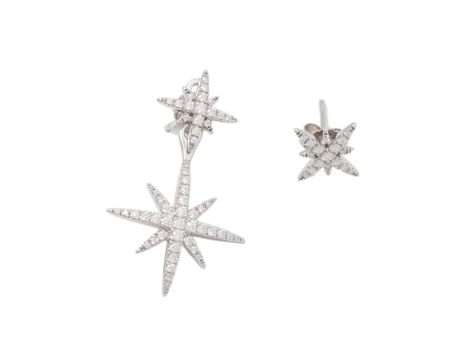 Asymmetric Moissanite Starburst Stud Earrings (Sterling Silver) D24016554