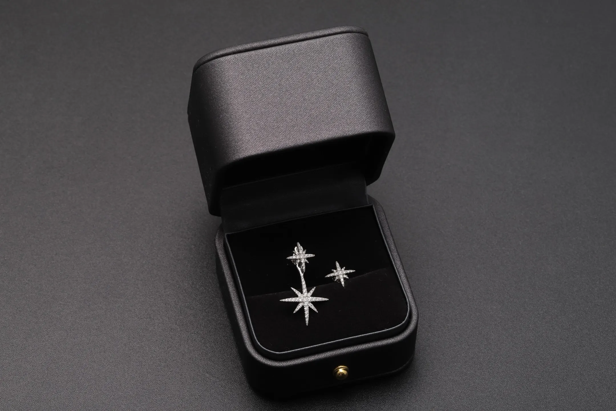 Asymmetric Moissanite Starburst Stud Earrings (Sterling Silver) D24016554 — view 2