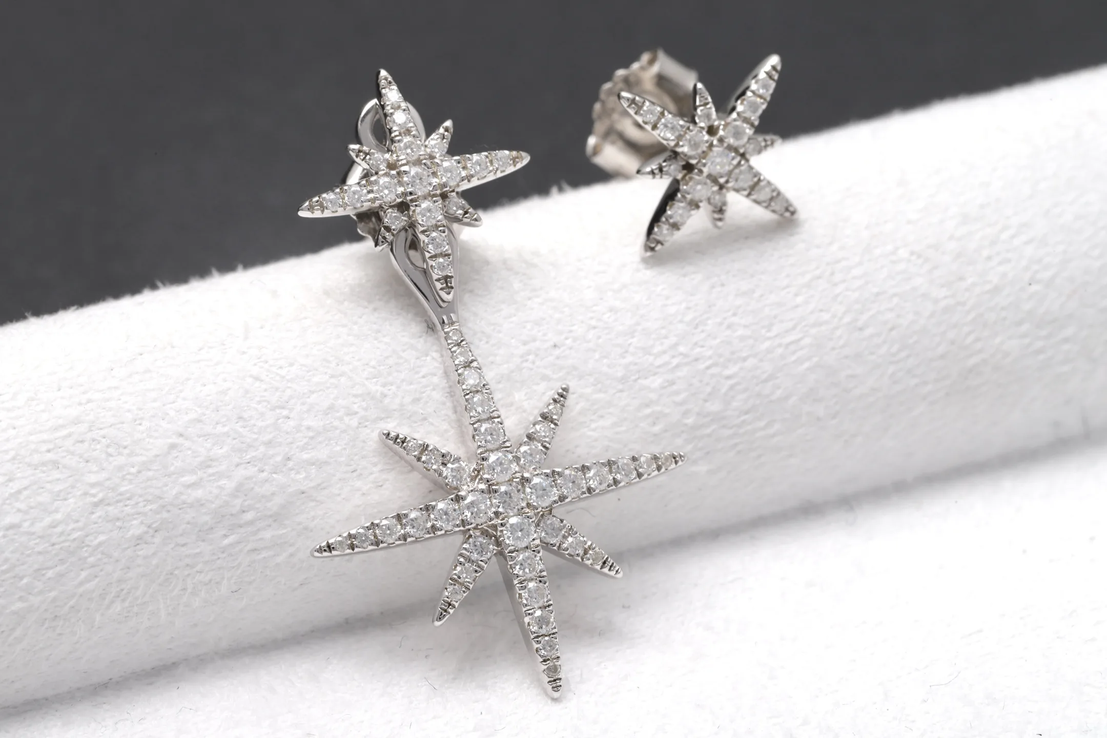 Asymmetric Moissanite Starburst Stud Earrings (Sterling Silver) D24016554 — view 4