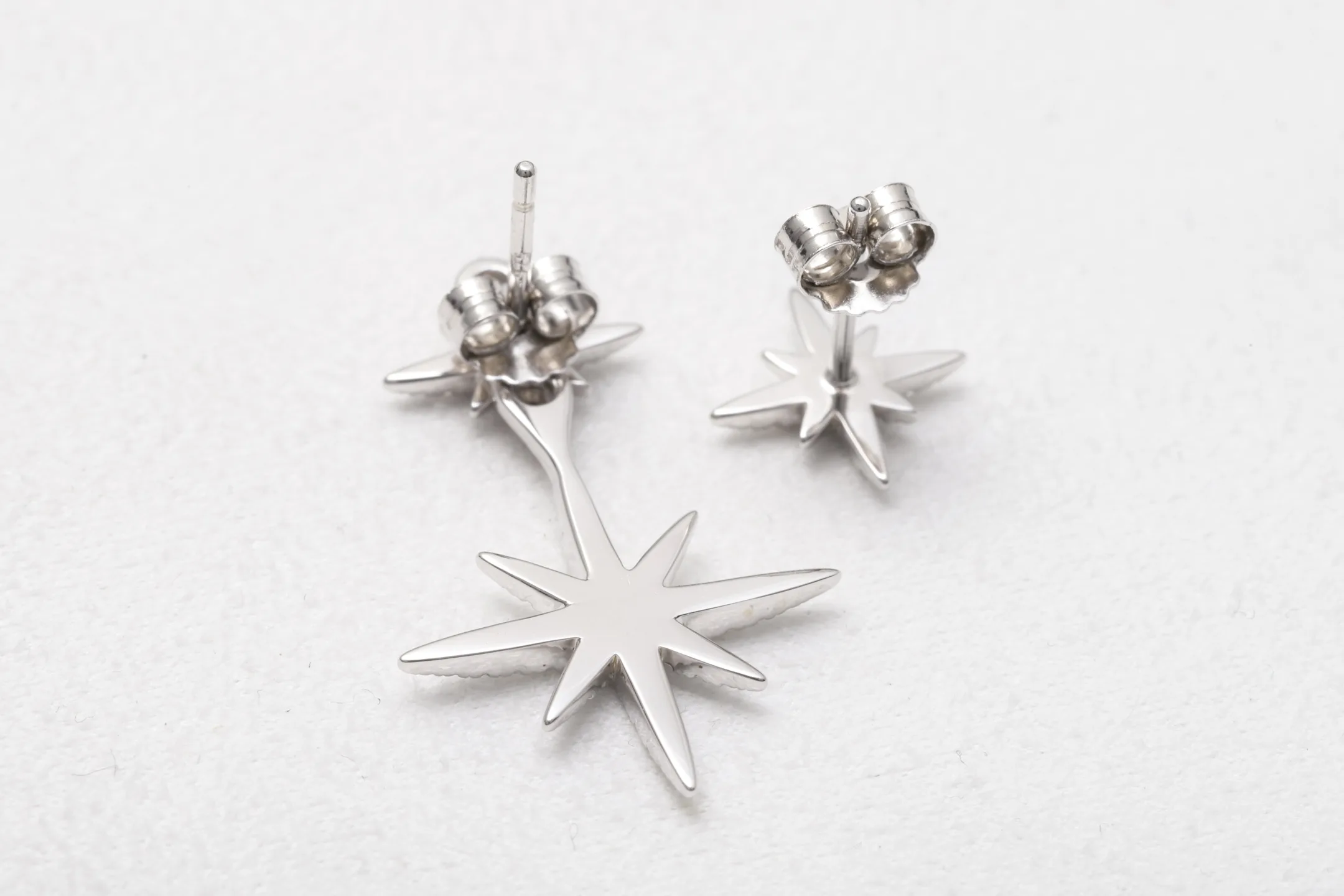Asymmetric Moissanite Starburst Stud Earrings (Sterling Silver) D24016554 — view 5
