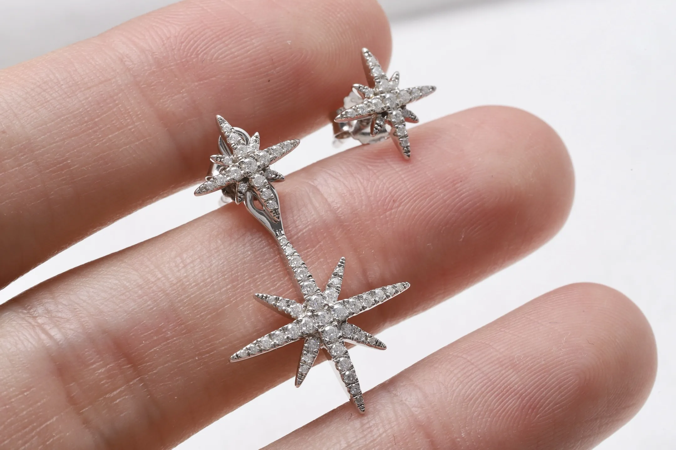 Asymmetric Moissanite Starburst Stud Earrings (Sterling Silver) D24016554 — view 6