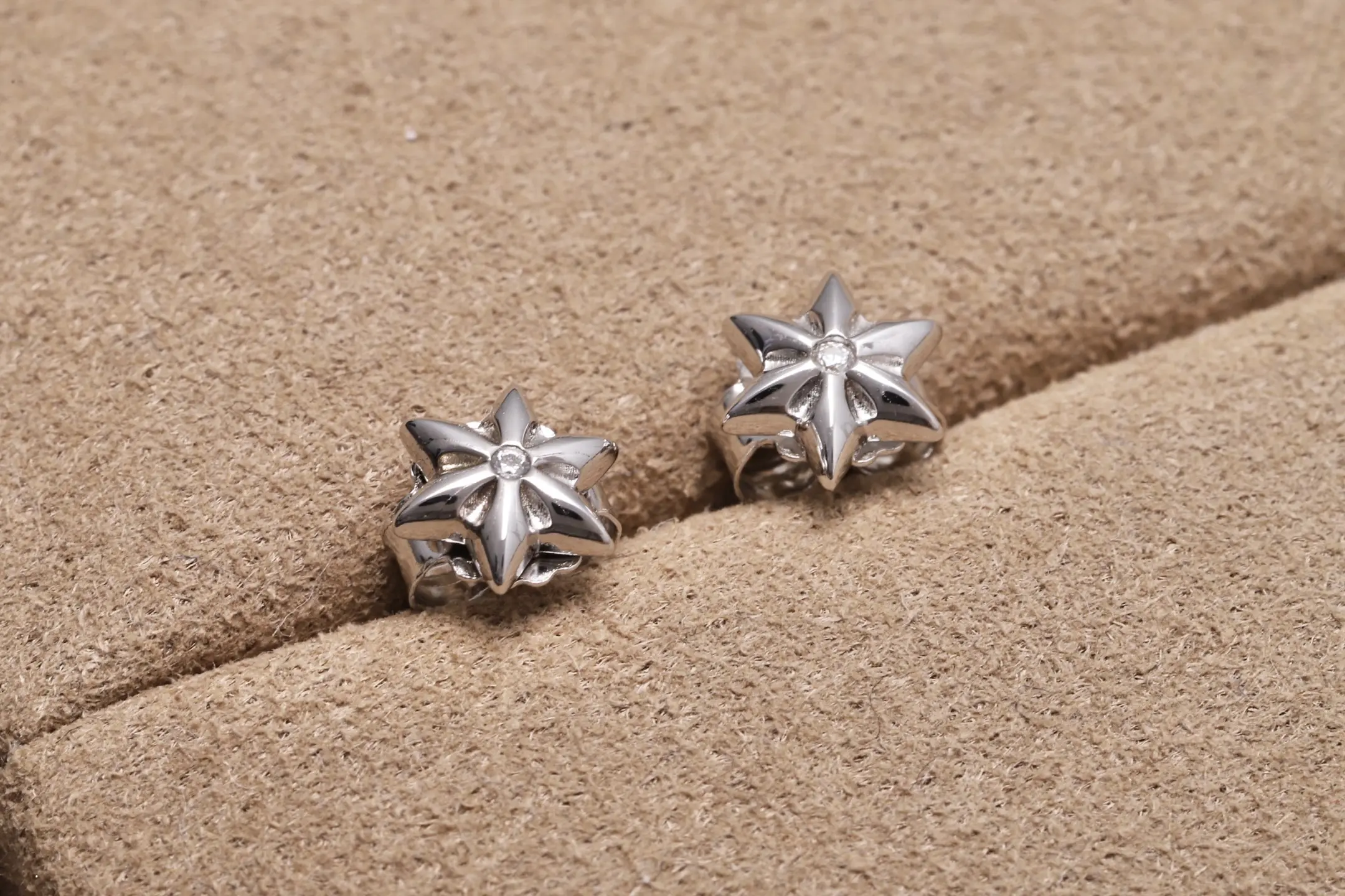 Moissanite Star Stud Earrings (Sterling Silver) D11516553 — view 3