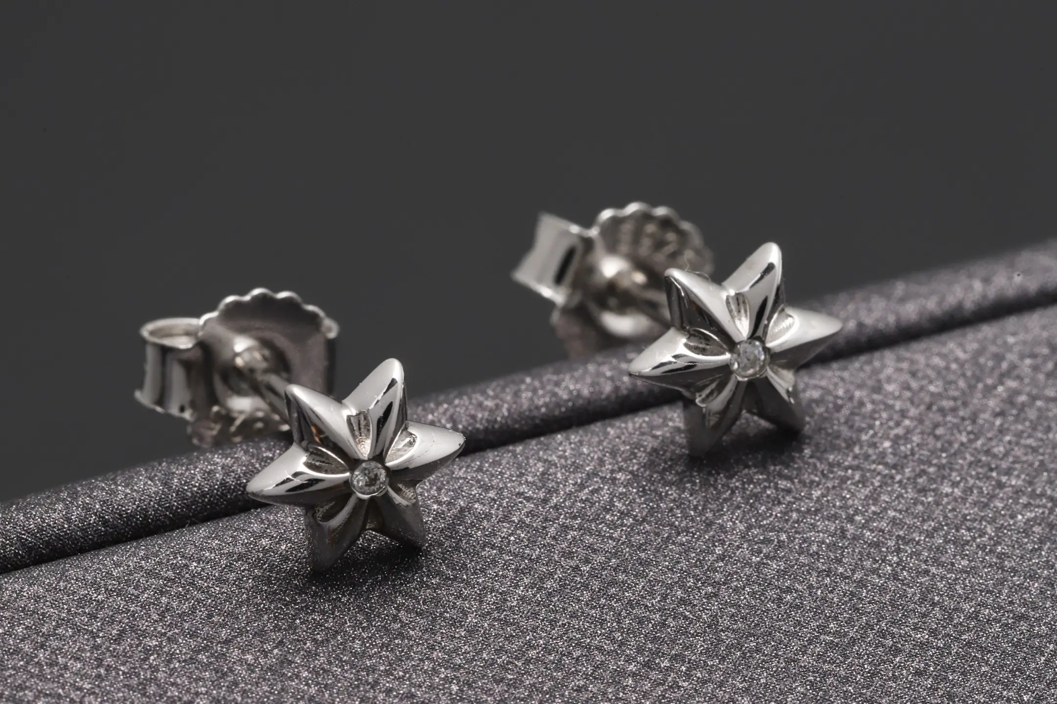 Moissanite Star Stud Earrings (Sterling Silver) D11516553 — view 4