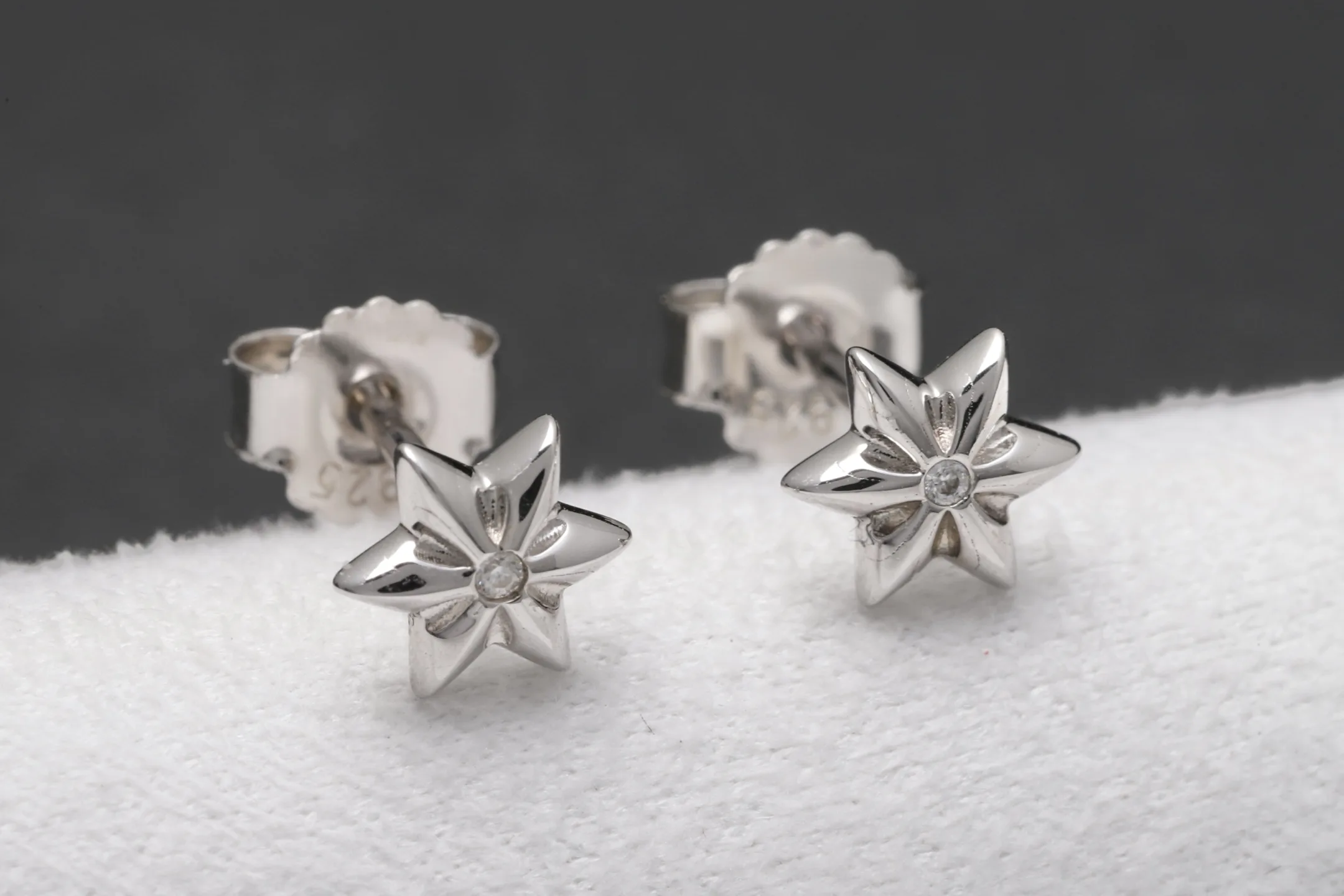 Moissanite Star Stud Earrings (Sterling Silver) D11516553 — view 5