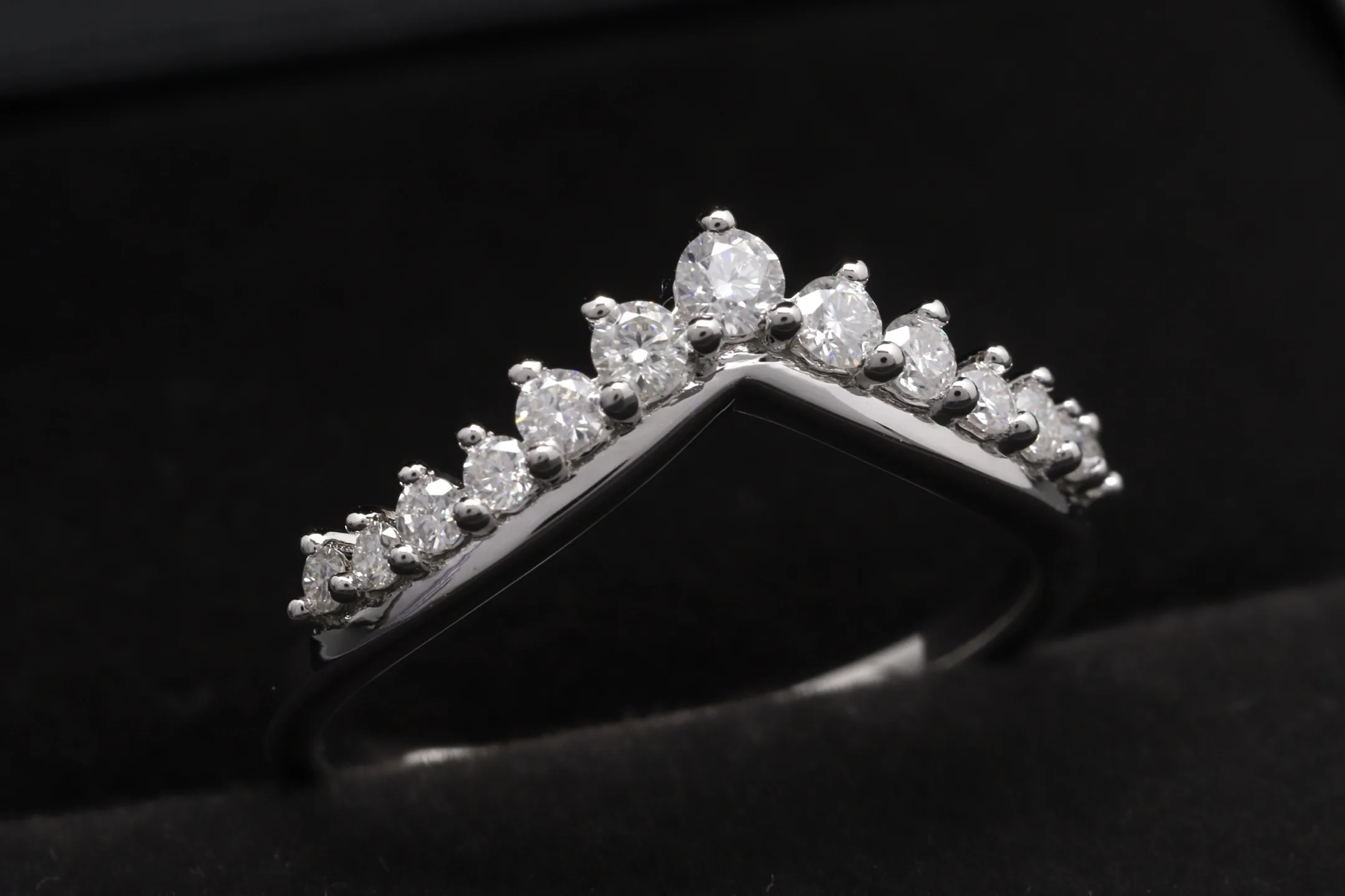 V-Shape Moissanite Wishbone Ring (Sterling Silver) D15516550 — view 3