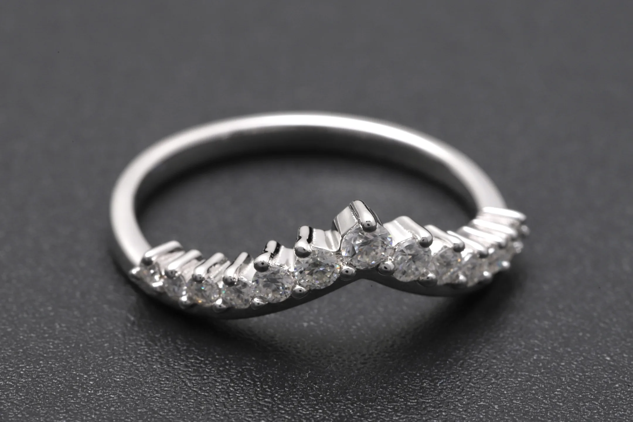 V-Shape Moissanite Wishbone Ring (Sterling Silver) D15516550 — view 4