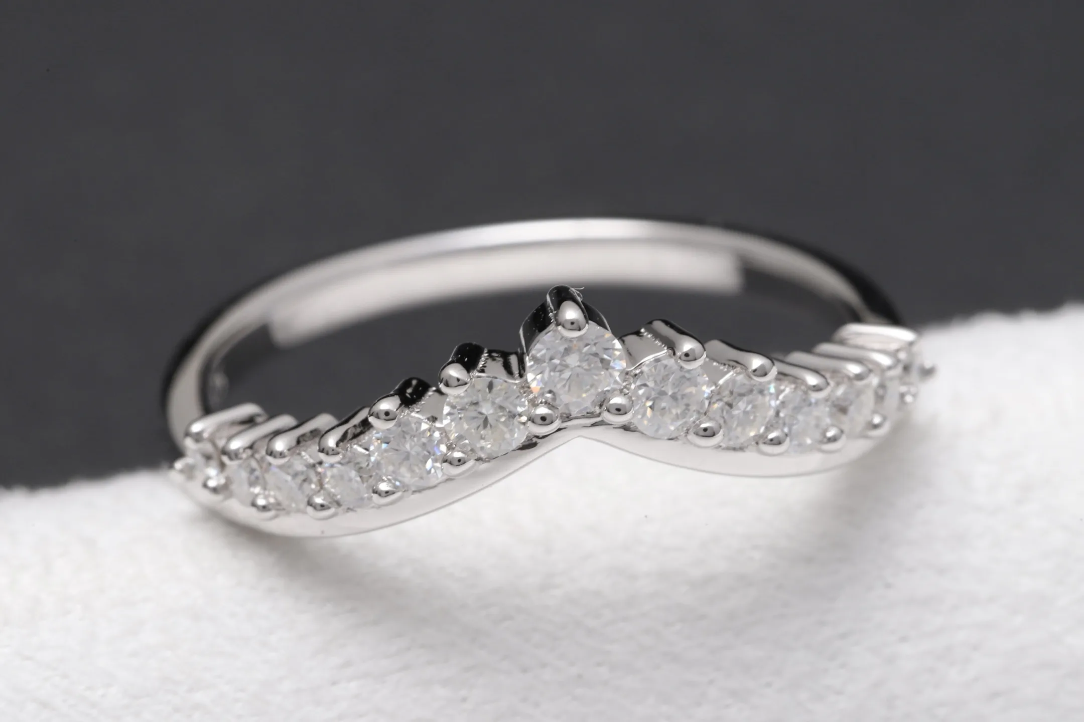 V-Shape Moissanite Wishbone Ring (Sterling Silver) D15516550 — view 5