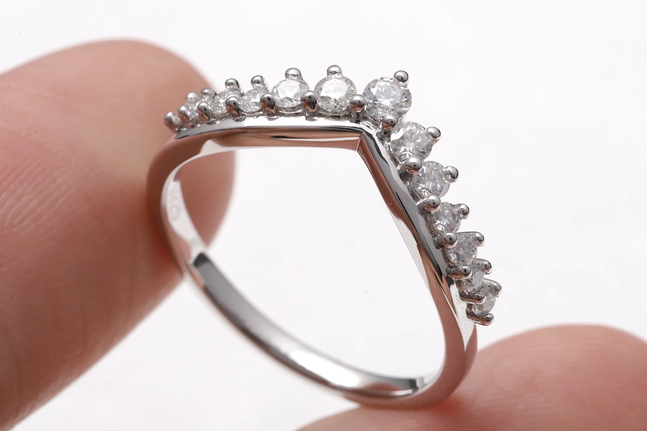 V-Shape Moissanite Wishbone Ring (Sterling Silver) D15516550 — view 6