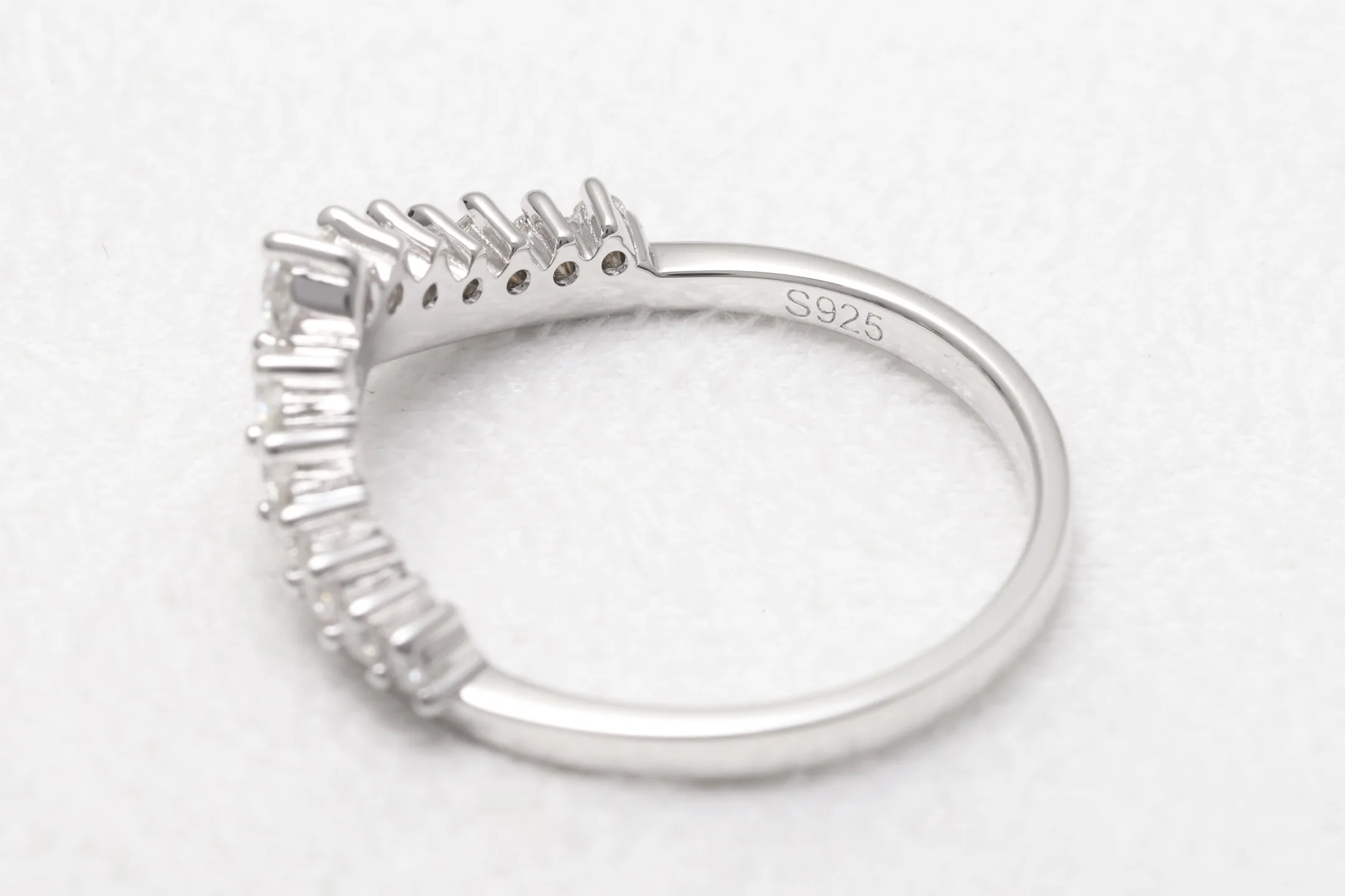 V-Shape Moissanite Wishbone Ring (Sterling Silver) D15516550 — view 7