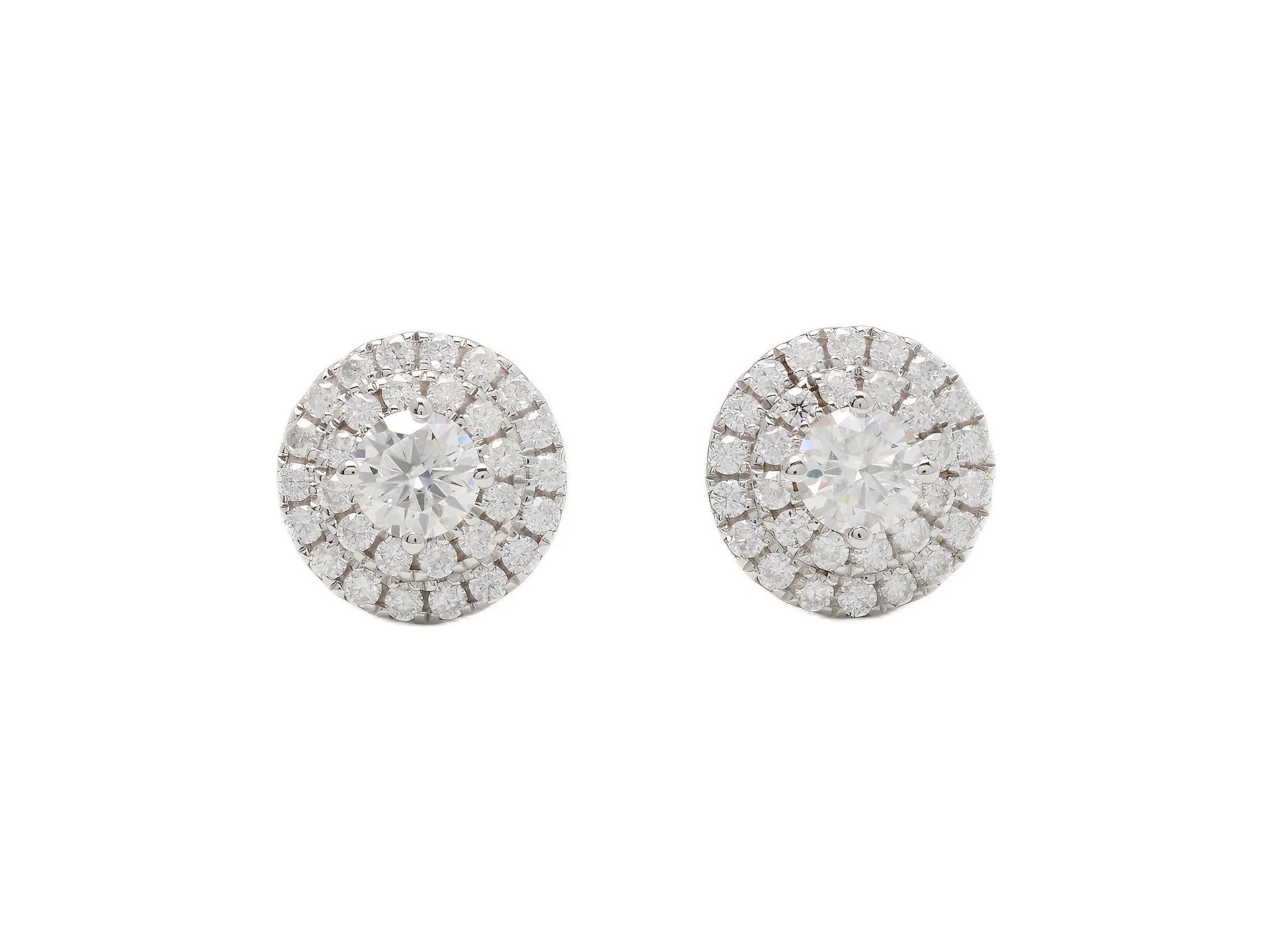 Moissanite Double Halo Stud Earrings (Sterling Silver) D28516716