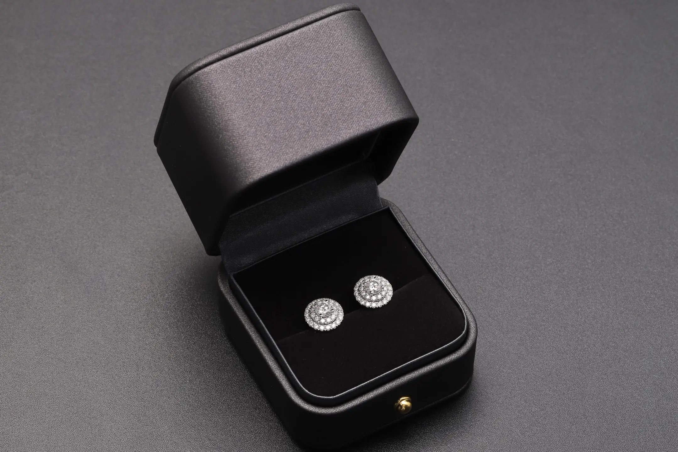 Moissanite Double Halo Stud Earrings (Sterling Silver) D28516716 — view 2