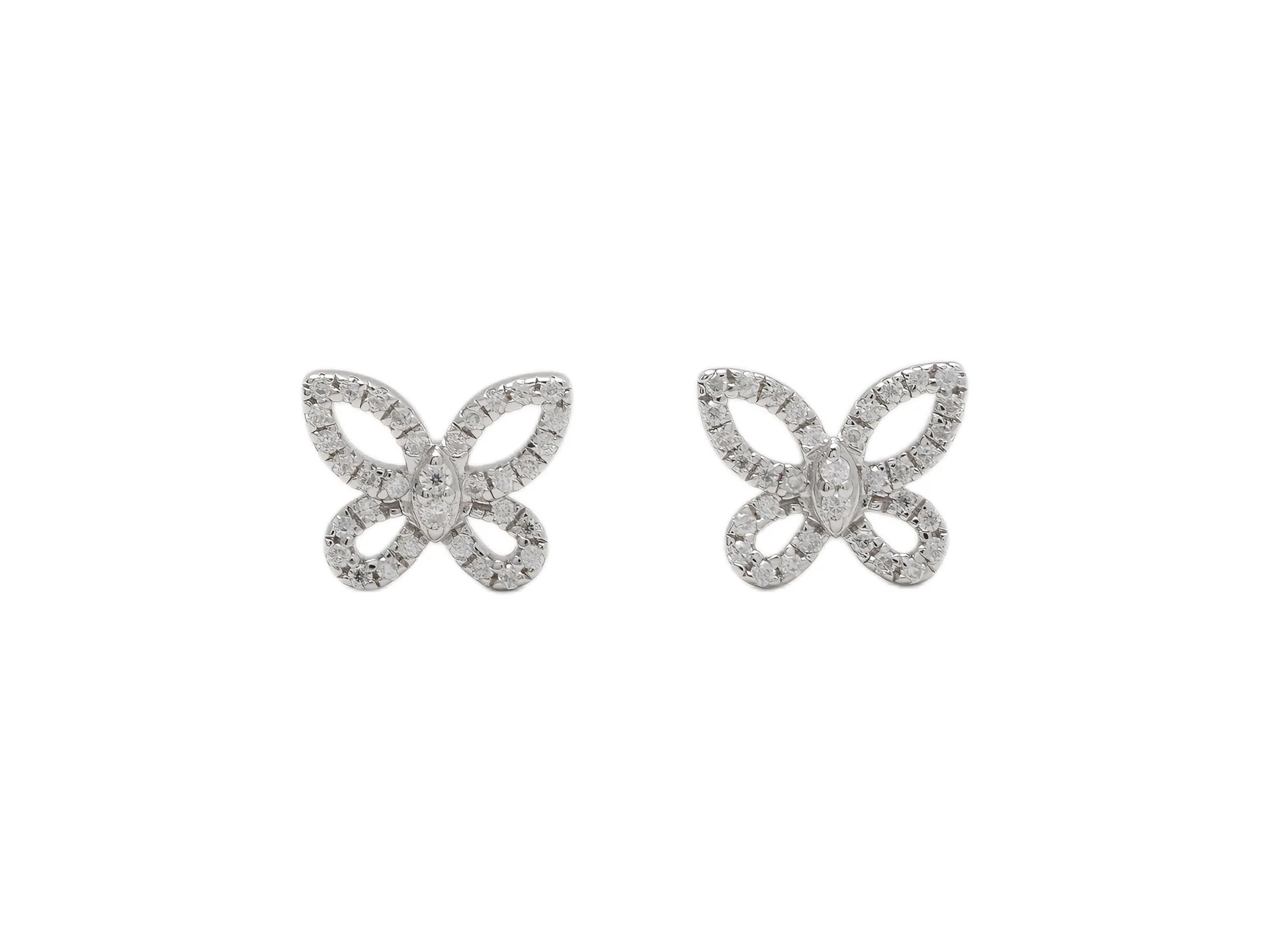 Moissanite Butterfly Stud Earrings (Sterling Silver) D20016693