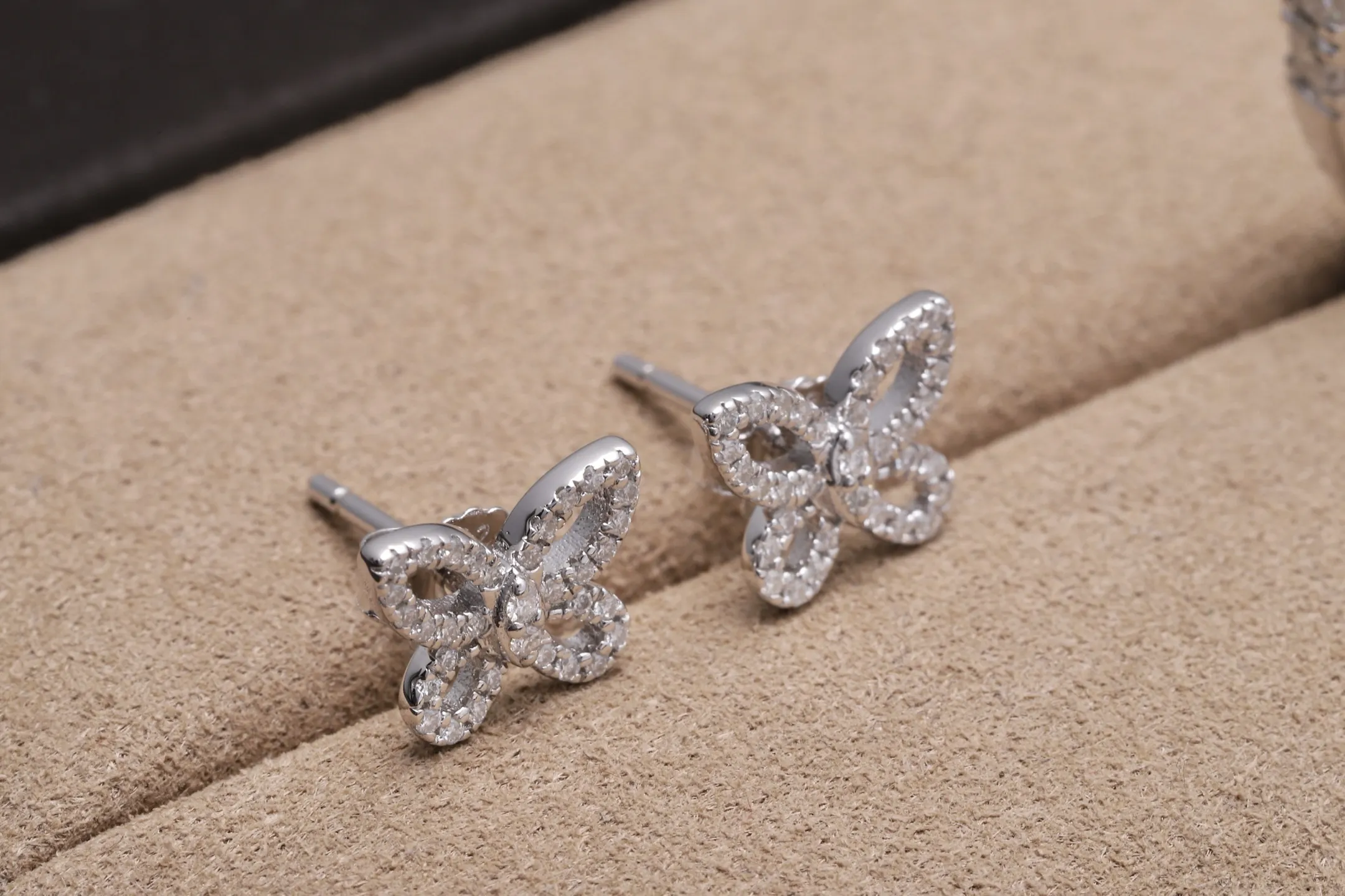 Moissanite Butterfly Stud Earrings (Sterling Silver) D20016693 — view 3