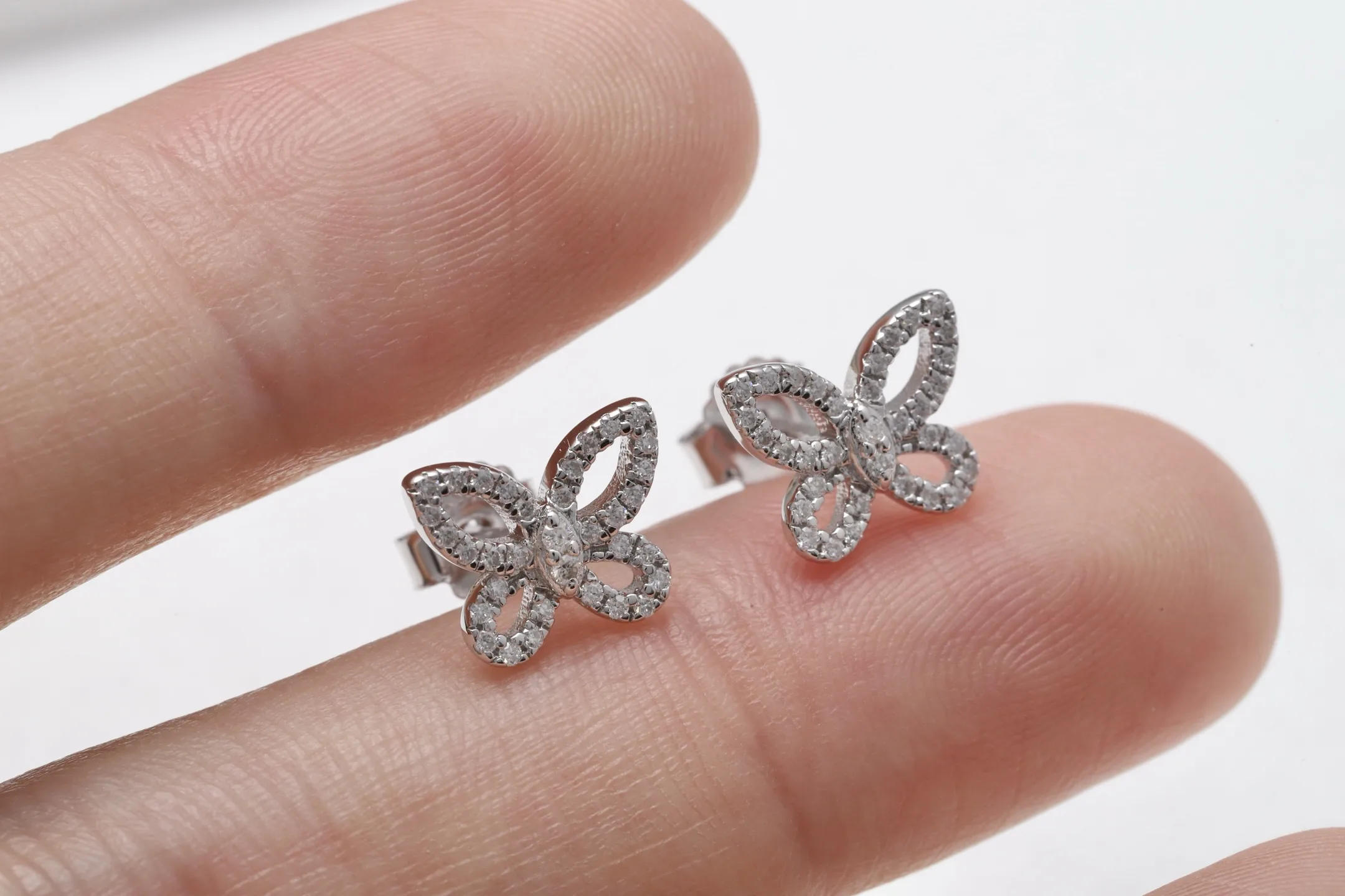 Moissanite Butterfly Stud Earrings (Sterling Silver) D20016693 — view 5