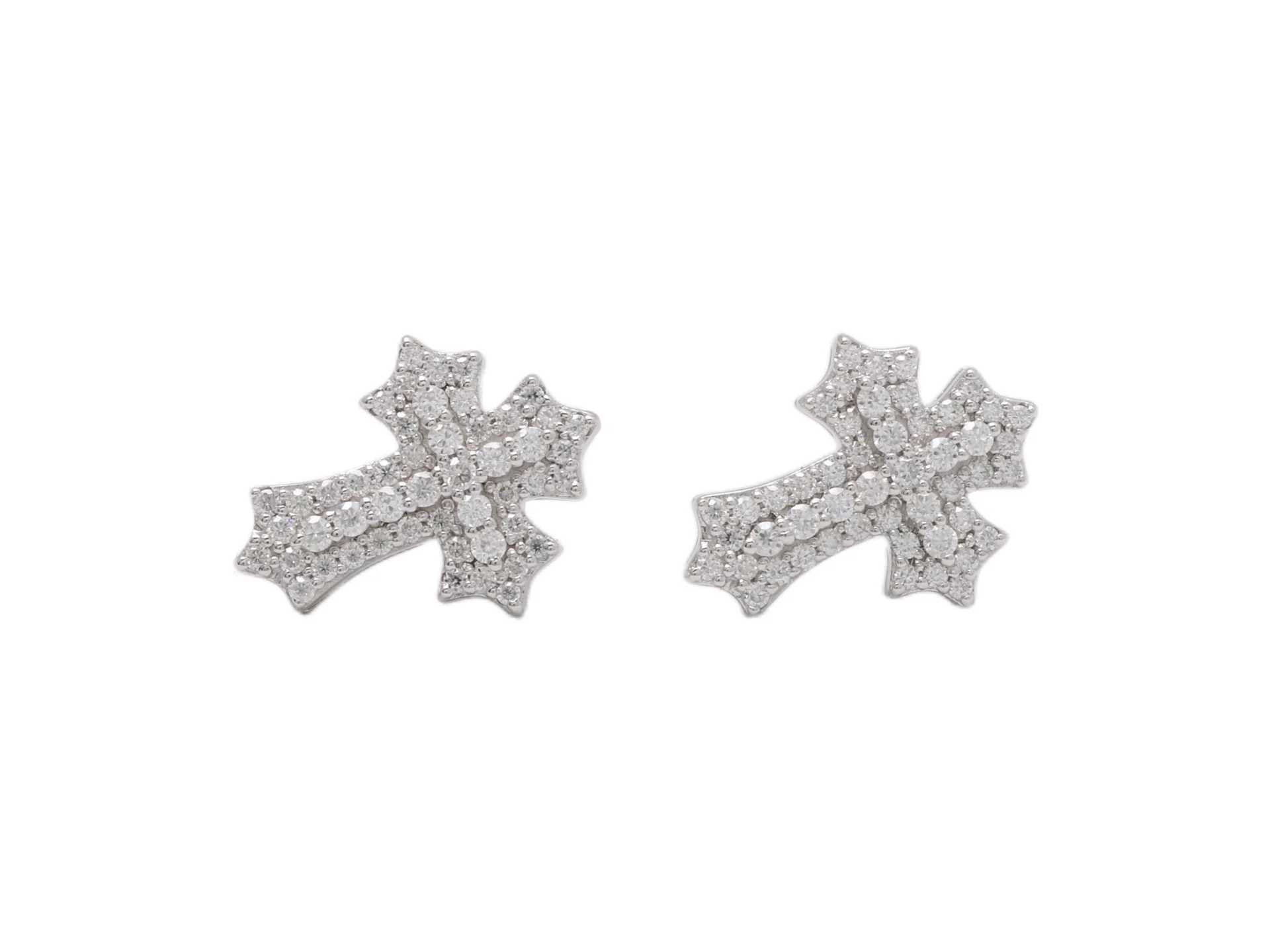 Moissanite Pavé Cross Stud Earrings (Sterling Silver) D30516717