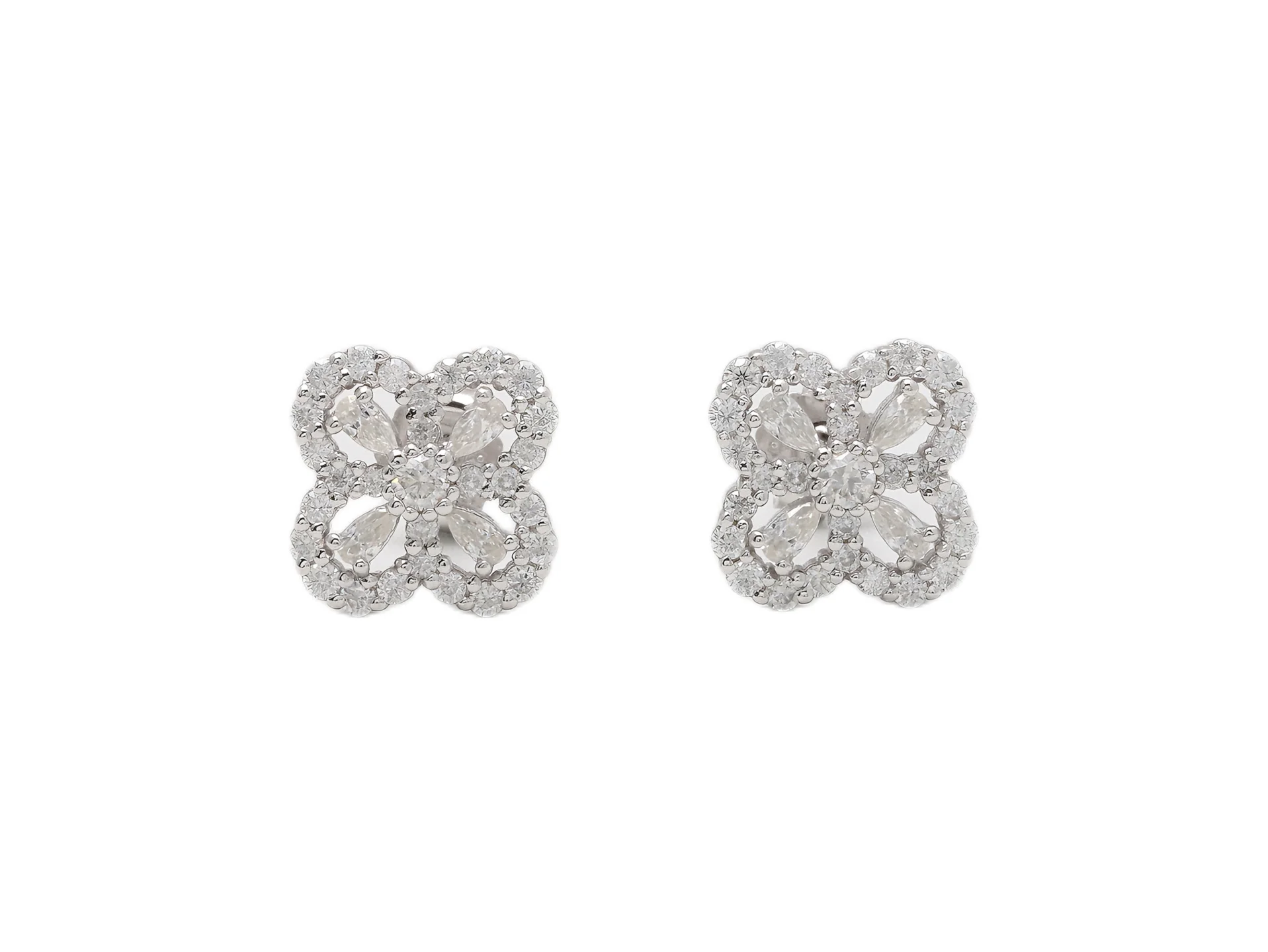Clover Moissanite Stud Earrings (Sterling Silver) D35516718