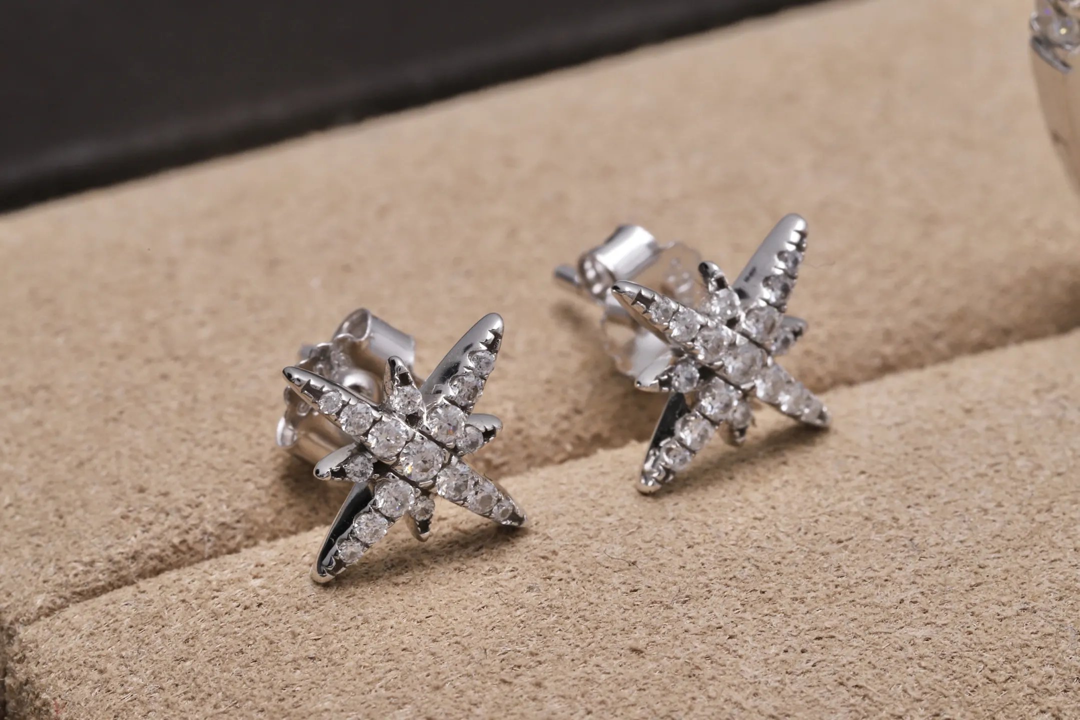 Starry Moissanite Stud Earrings (Sterling Silver) D17516606 — view 3