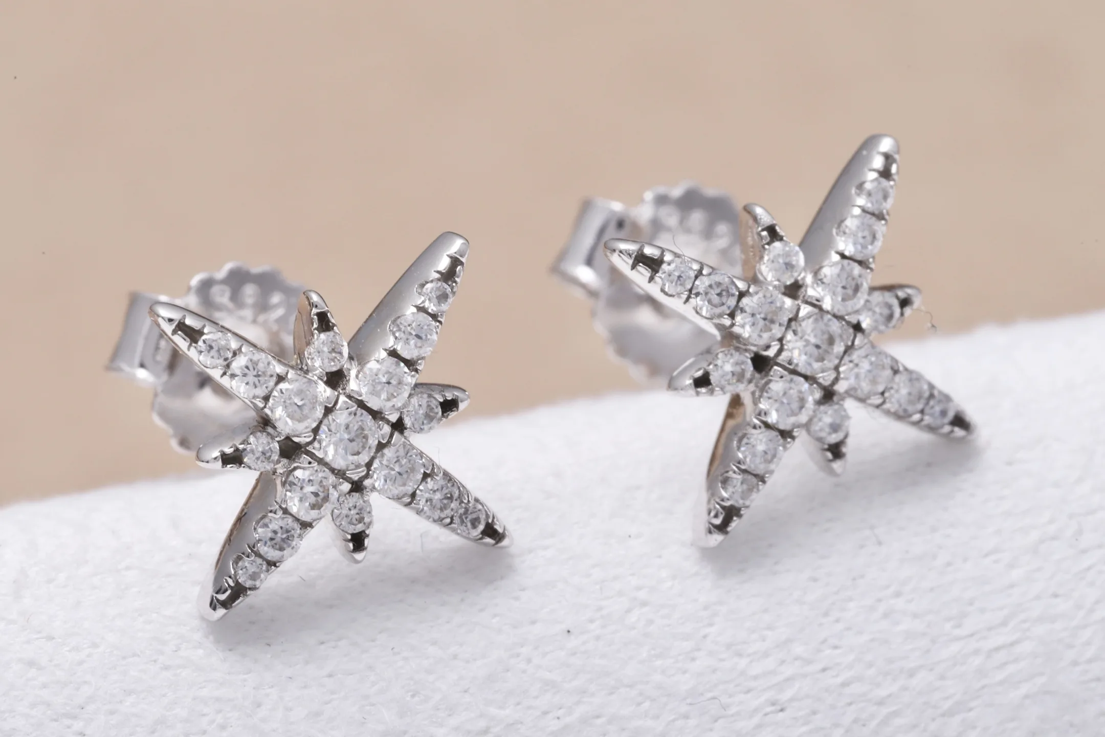 Starry Moissanite Stud Earrings (Sterling Silver) D17516606 — view 4