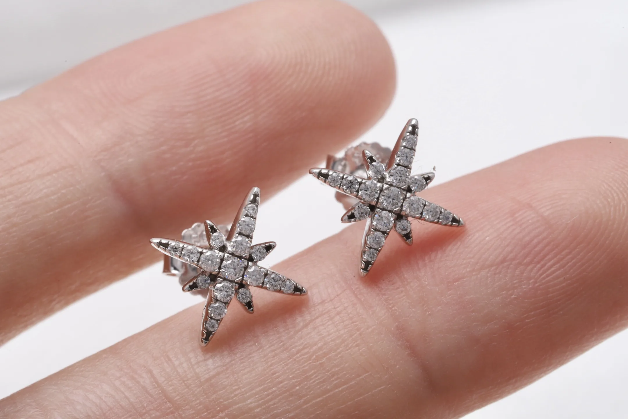 Starry Moissanite Stud Earrings (Sterling Silver) D17516606 — view 5