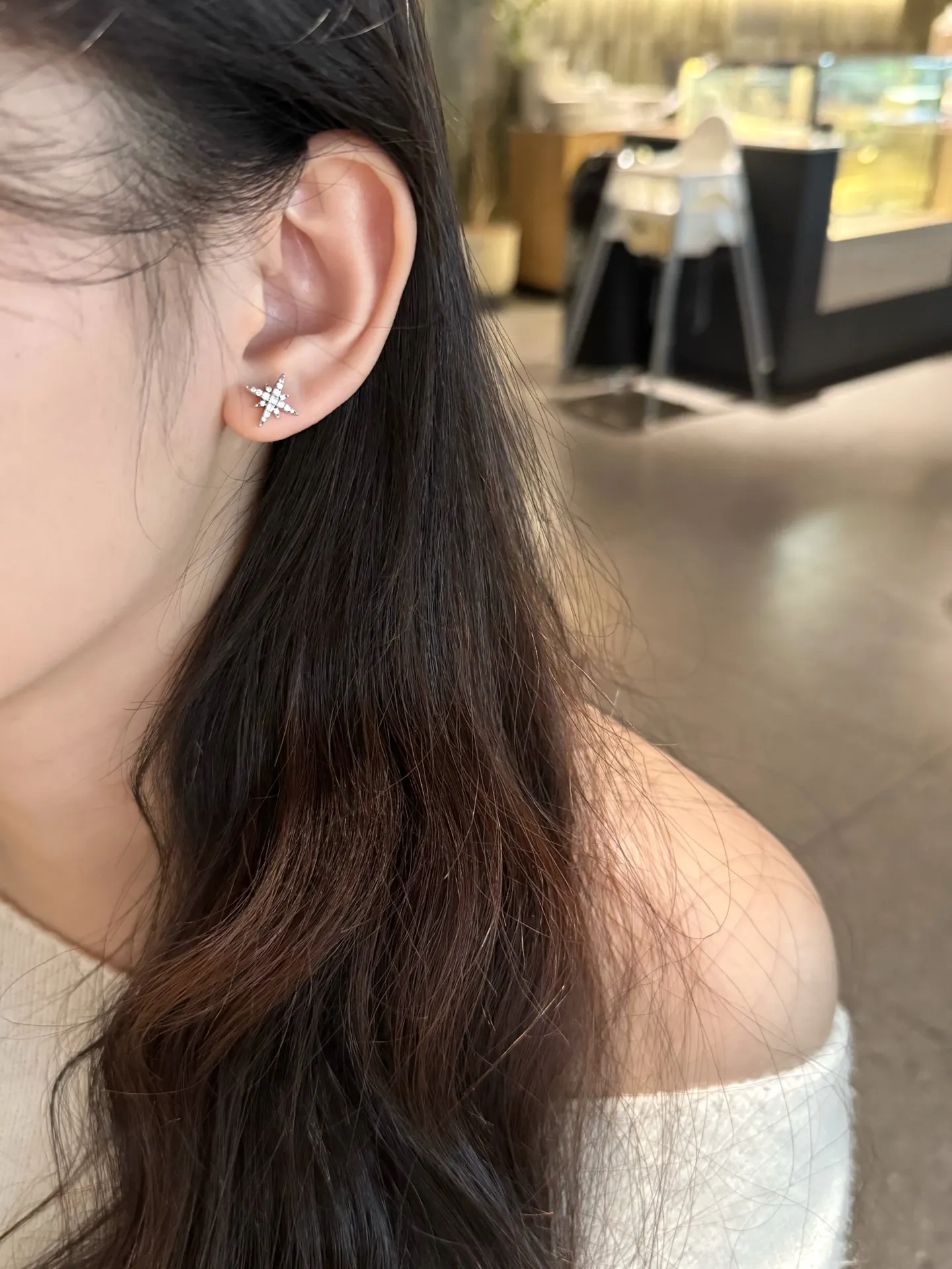 Starry Moissanite Stud Earrings (Sterling Silver) D17516606 — view 7