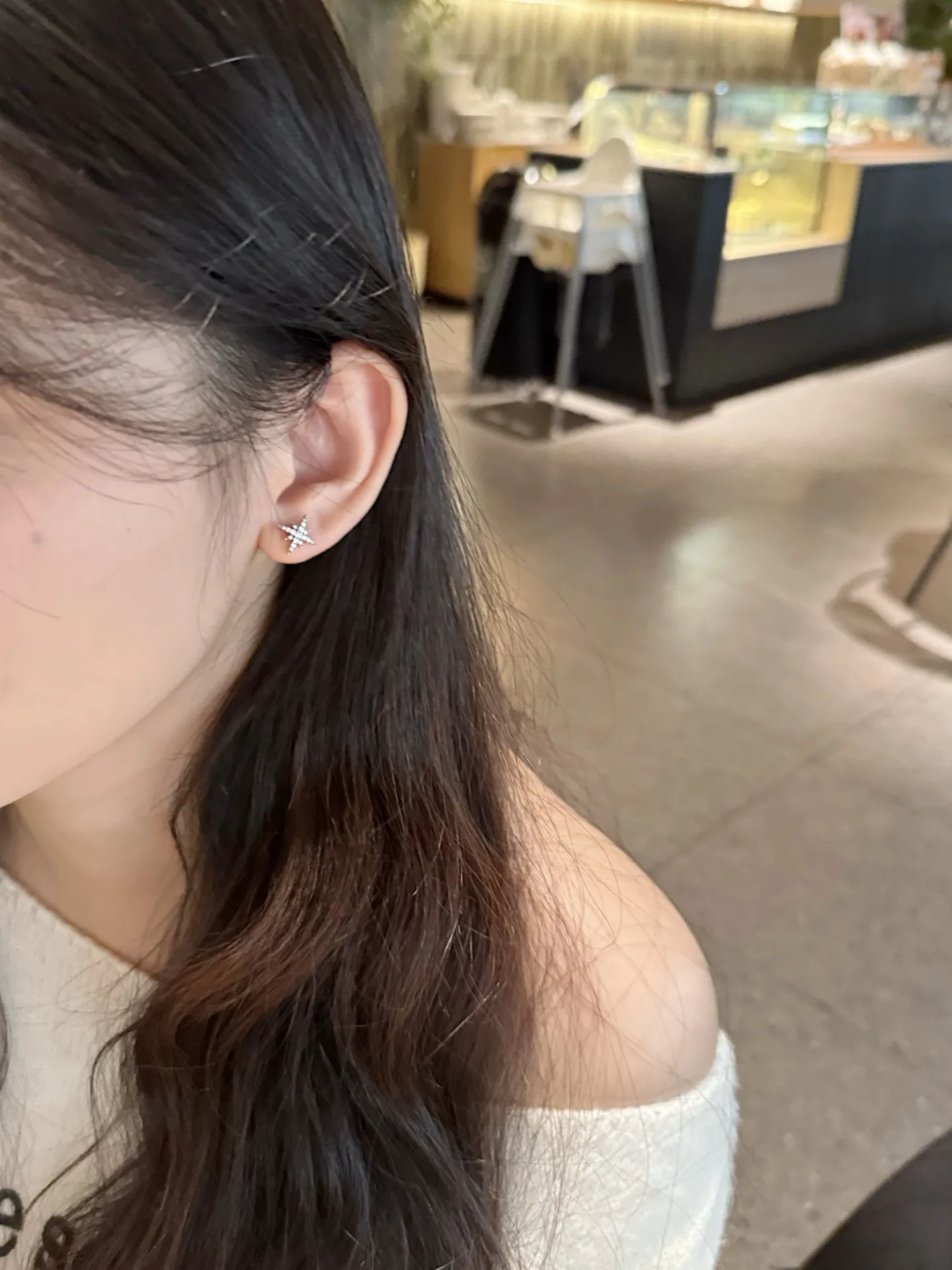 Starry Moissanite Stud Earrings (Sterling Silver) D17516606 — view 8