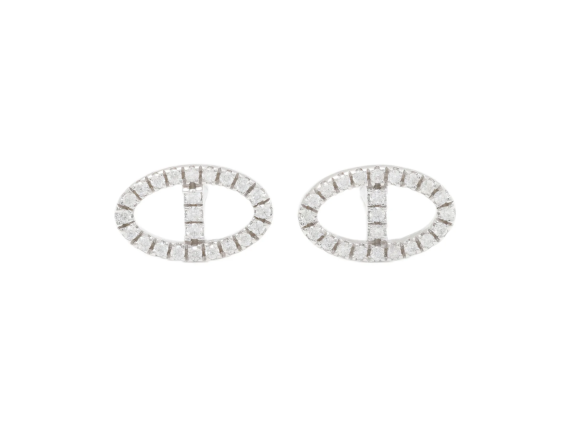 Moissanite Pavé Chaine d'Ancre Stud Earrings D19016608