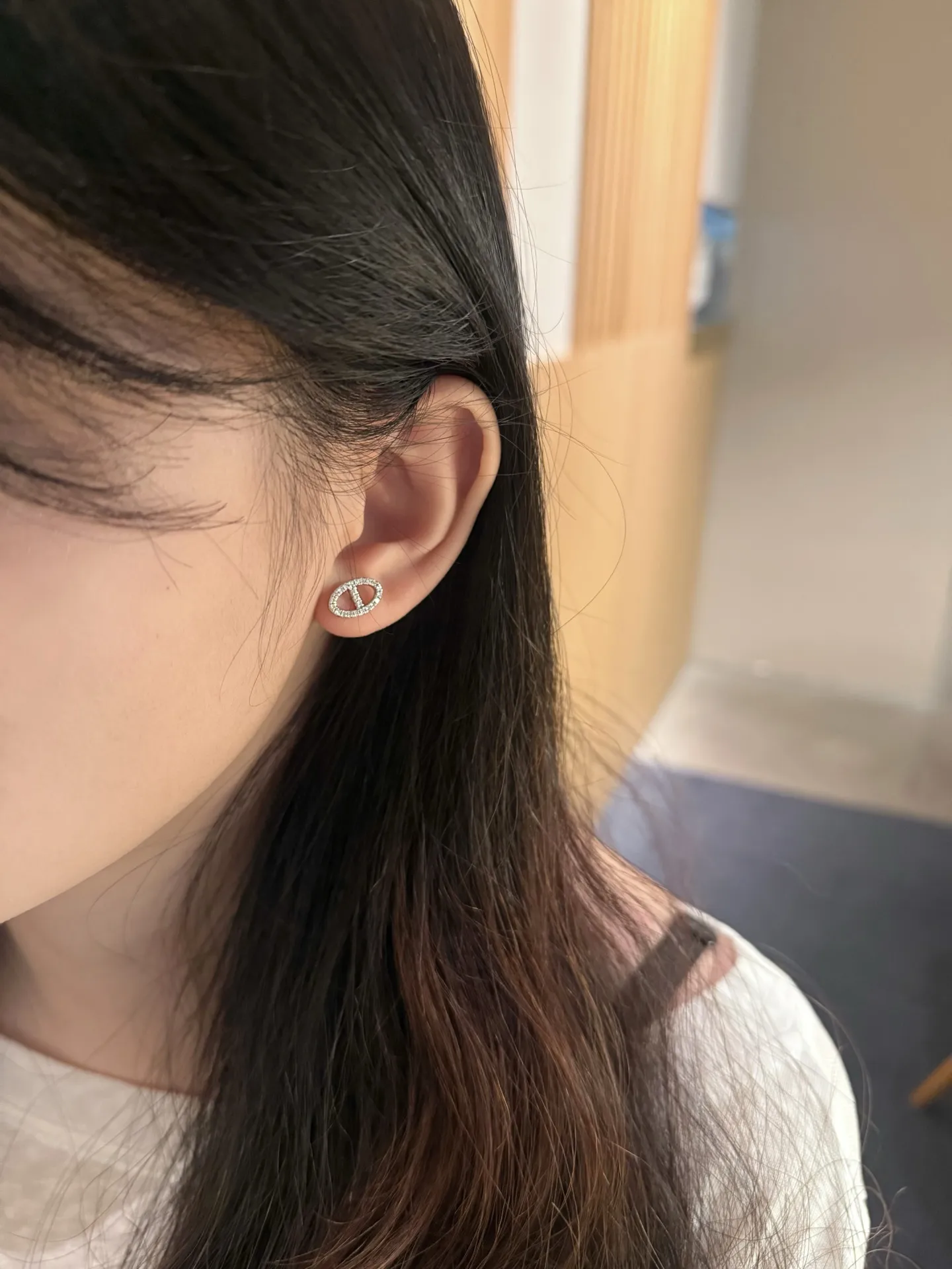 Moissanite Pavé Chaine d'Ancre Stud Earrings D19016608 — view 8