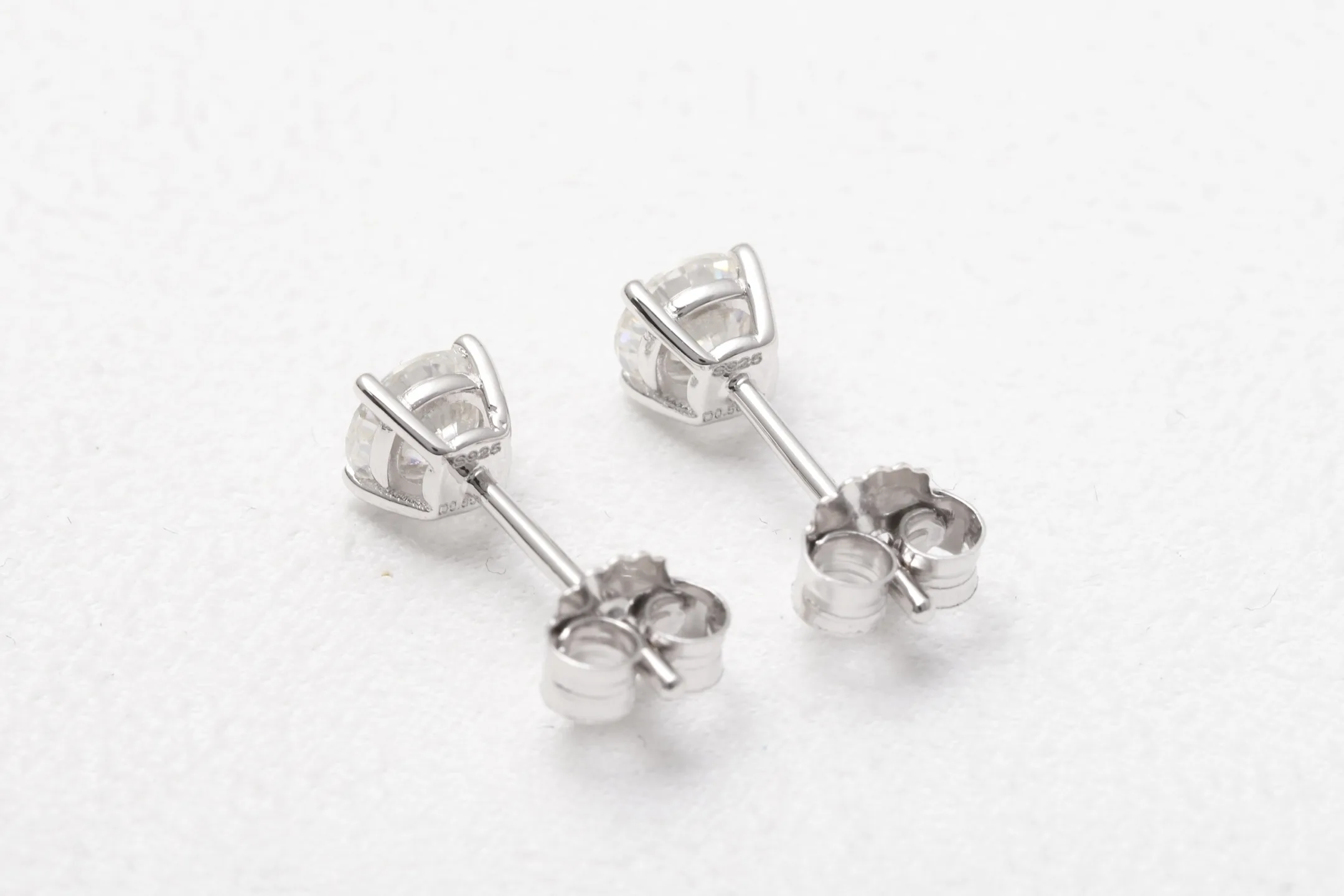 Four-Prong Moissanite Stud Earrings (Sterling Silver) D12516681 — view 6