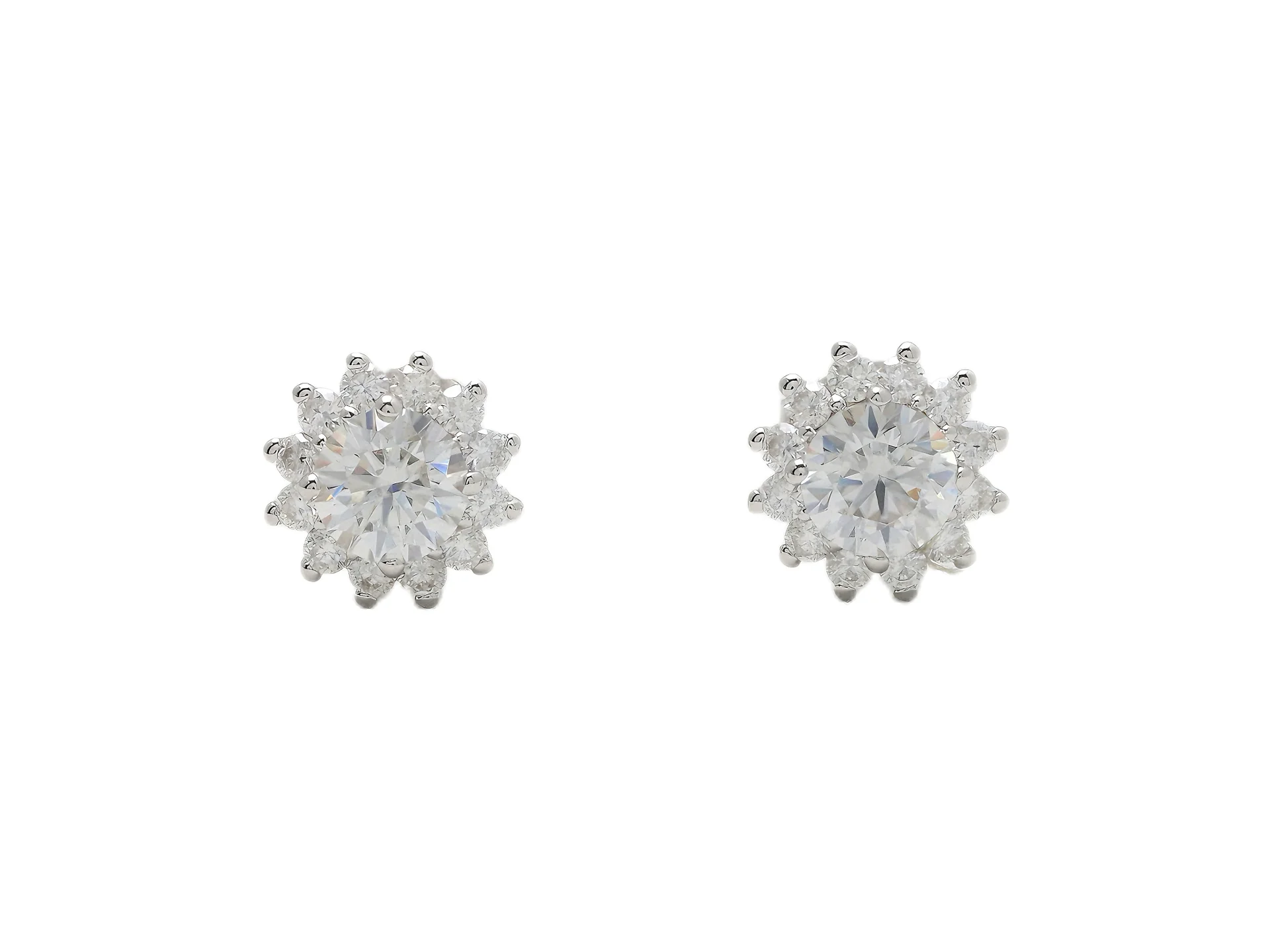 Moissanite Sunflower Stud Earrings (Sterling Silver) D18016710