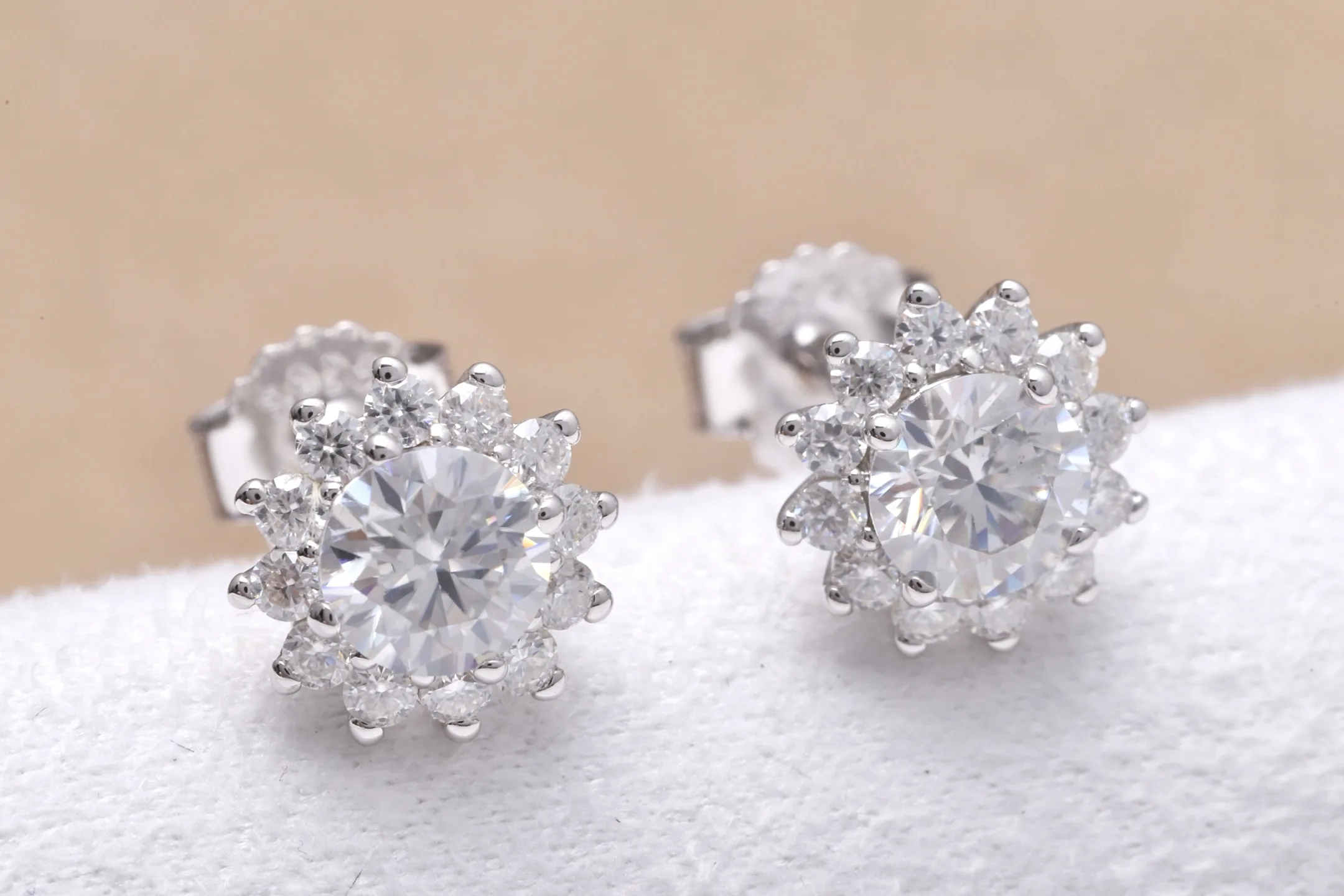 Moissanite Sunflower Stud Earrings (Sterling Silver) D18016710 — view 4