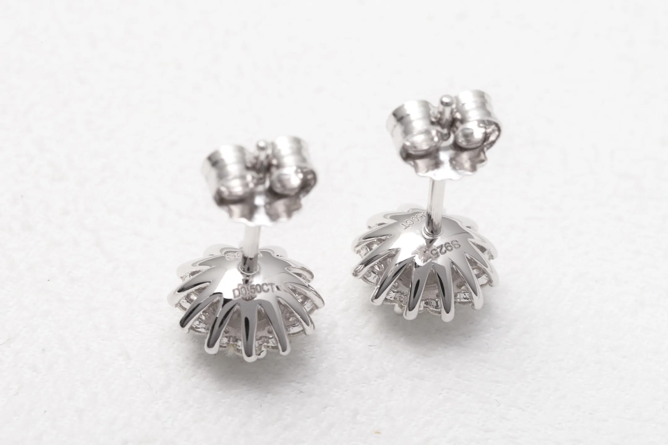 Moissanite Sunflower Stud Earrings (Sterling Silver) D18016710 — view 6