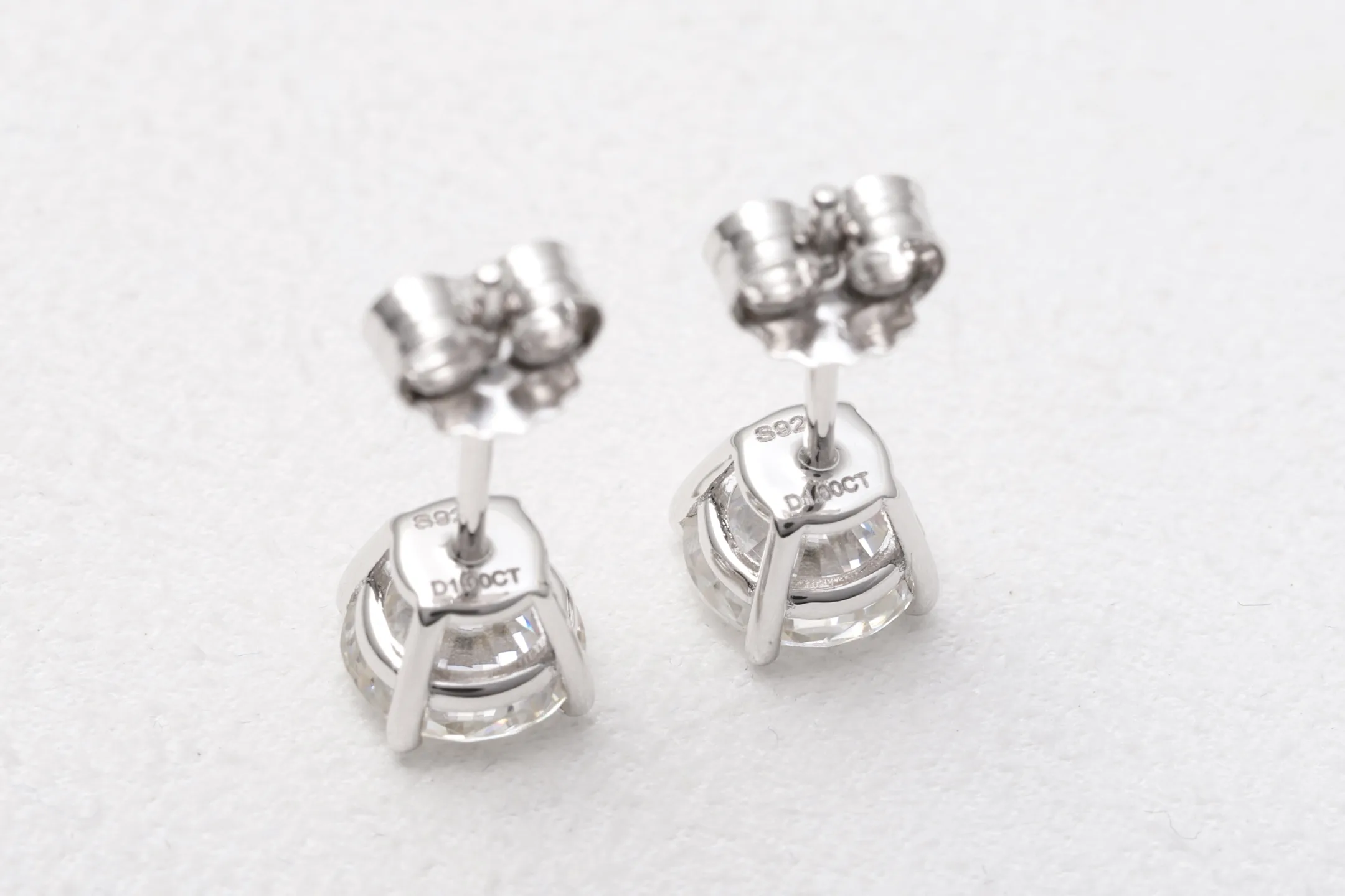 Four-Prong Moissanite Stud Earrings (Sterling Silver) D14516682 — view 6