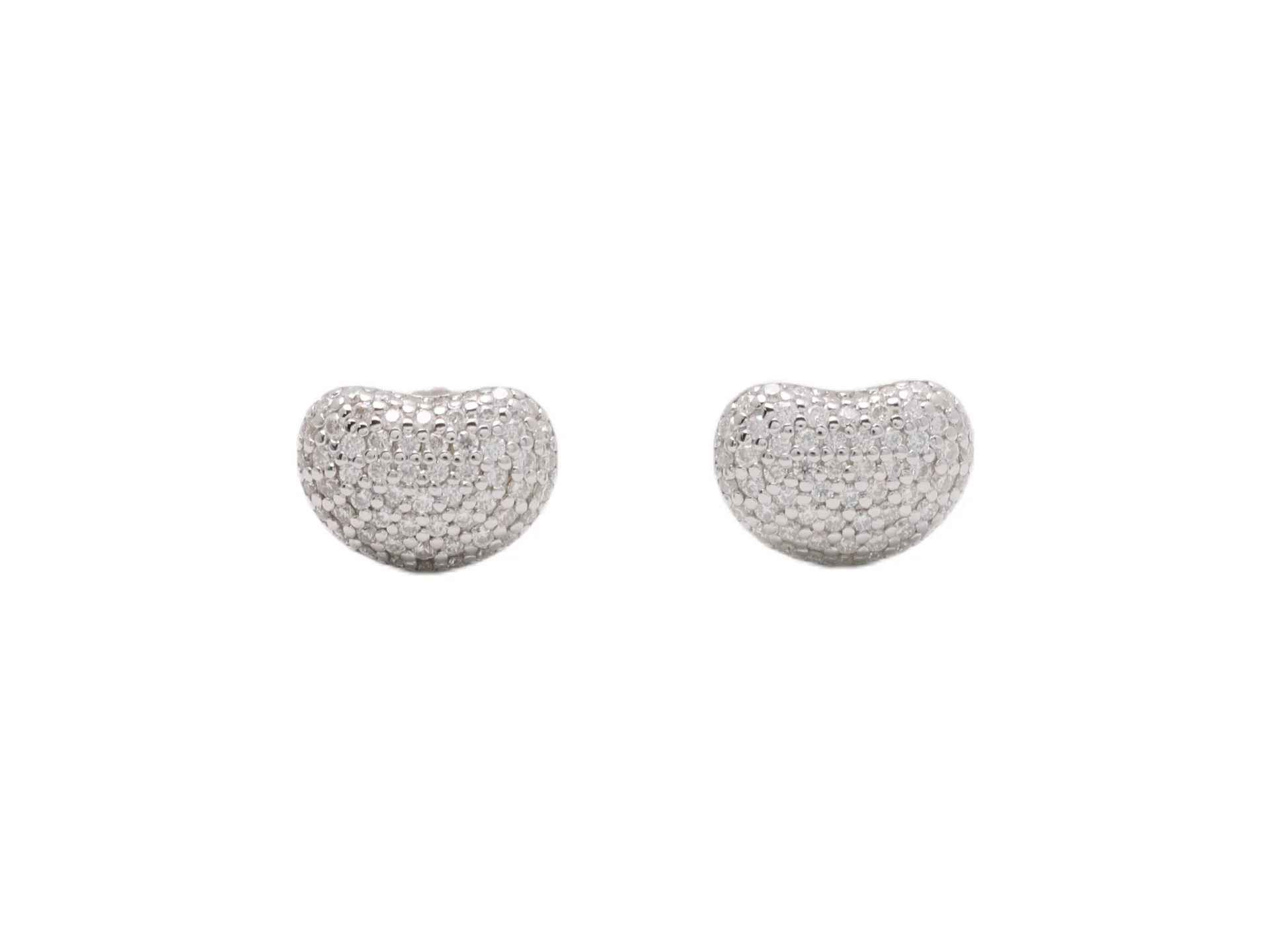 Moissanite Pavé Bean Stud Earrings (Sterling Silver) D36516607