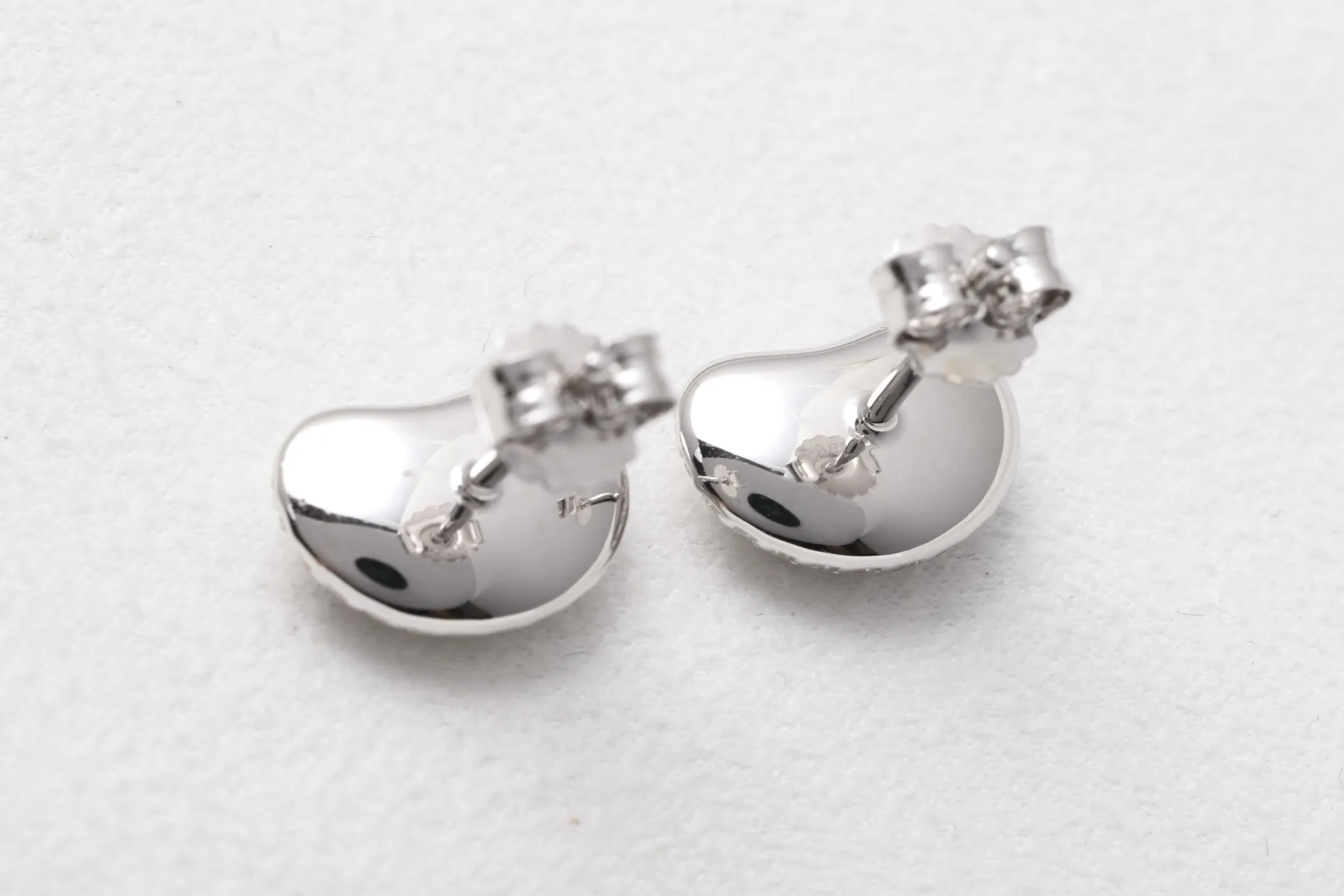 Moissanite Pavé Bean Stud Earrings (Sterling Silver) D36516607 — view 6