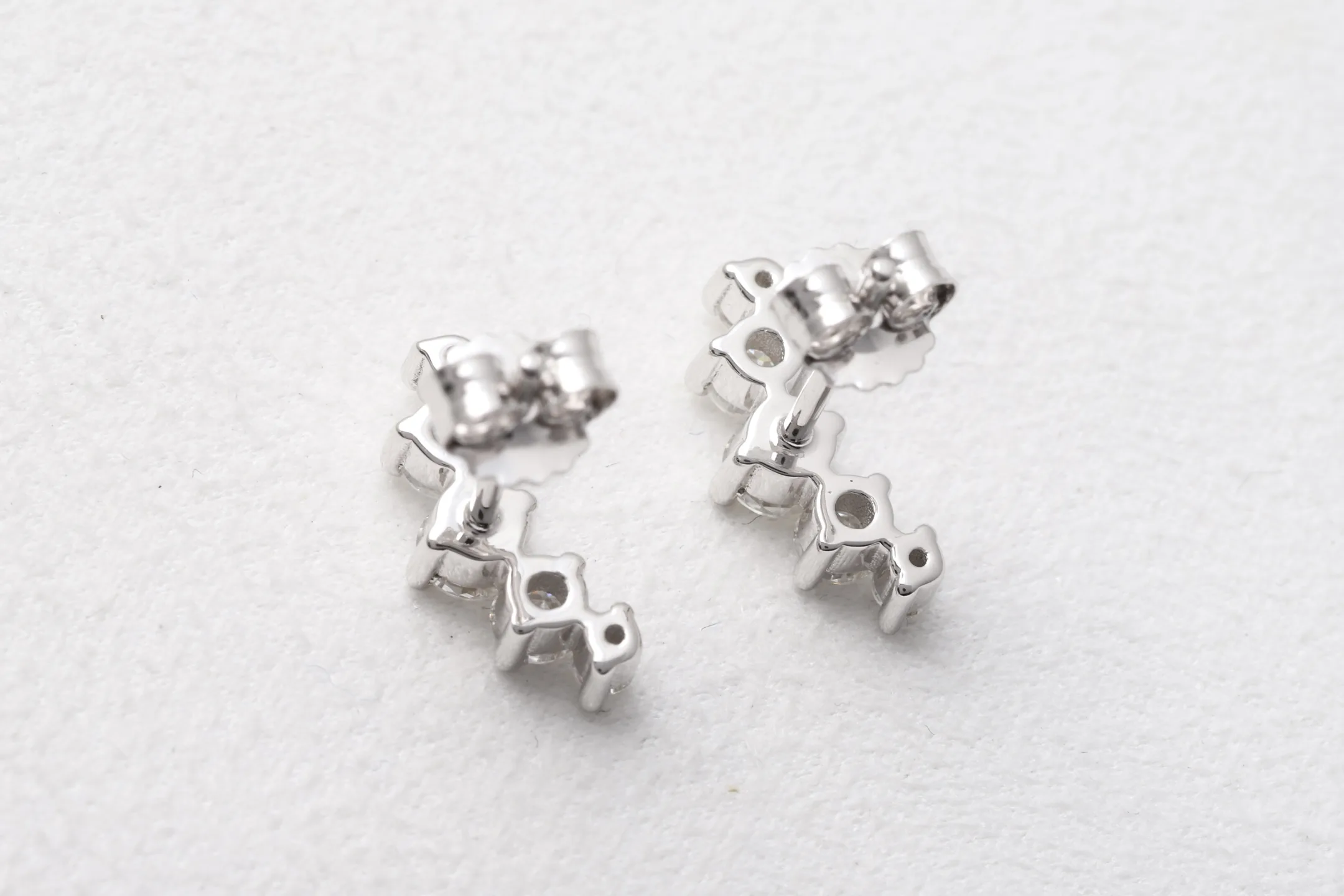 Moissanite Cluster Stud Earrings (Sterling Silver) D16016690 — view 6