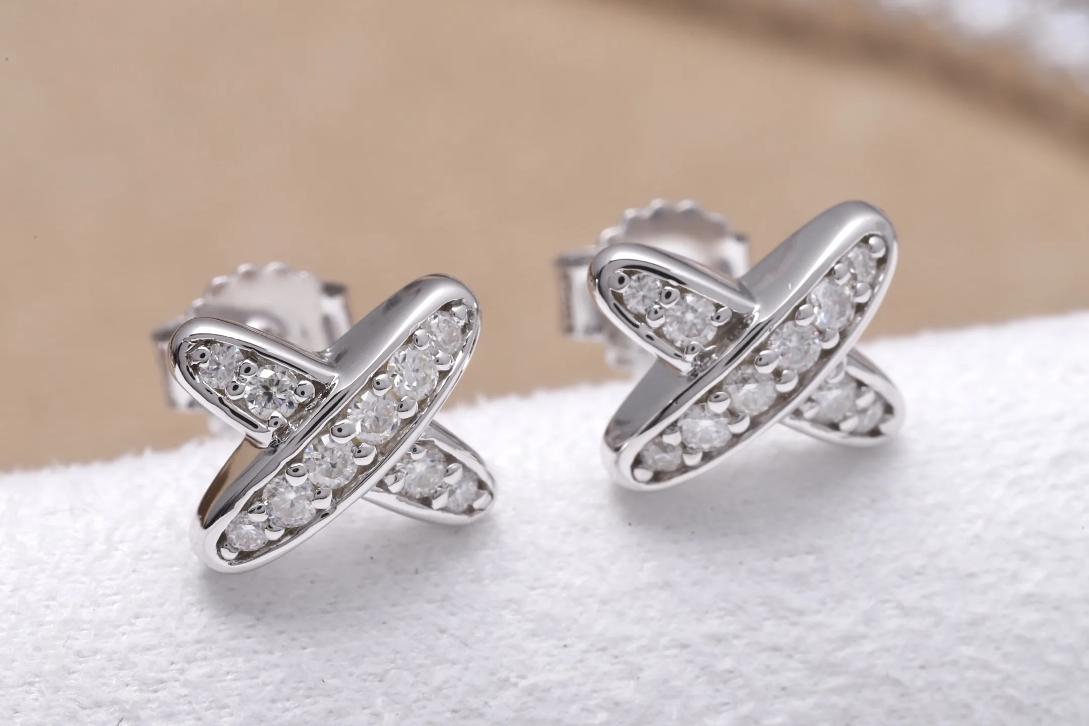 Moissanite X-Link Stud Earrings (Sterling Silver) D18016700 — view 4
