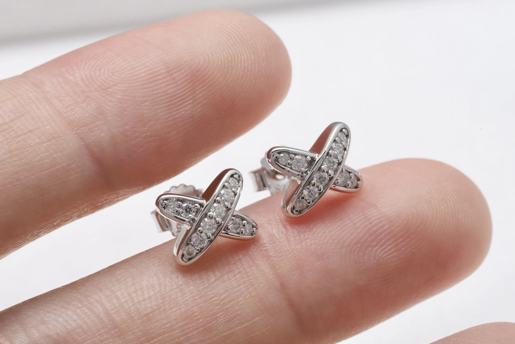 Moissanite X-Link Stud Earrings (Sterling Silver) D18016700 — view 5