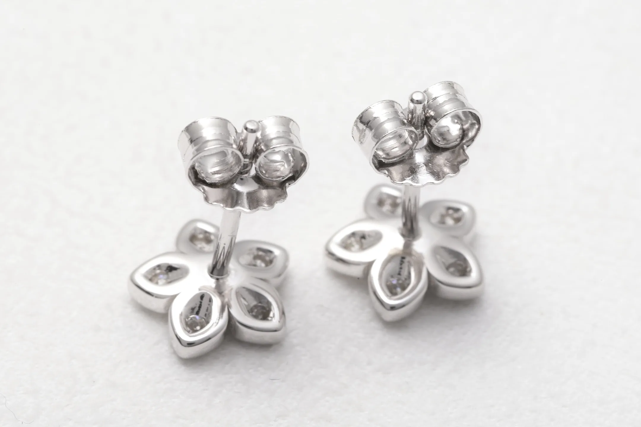 Moissanite Floral Stud Earrings (Sterling Silver) D15016712 — view 6