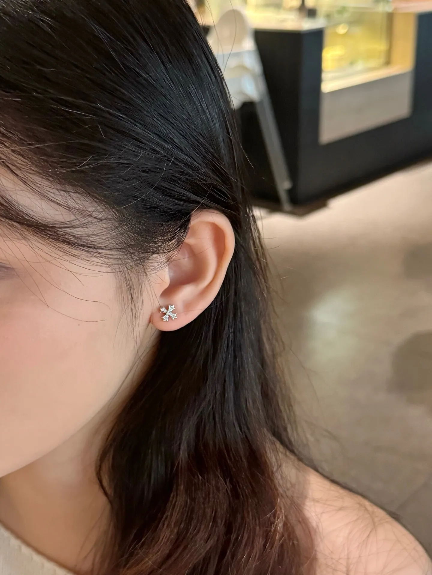 Moissanite Cross Stud Earrings (Sterling Silver) D14516715 — view 8