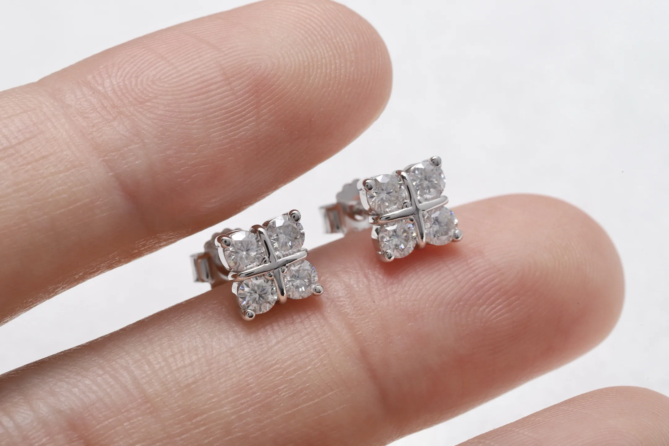Moissanite Cross Stud Earrings (Sterling Silver) D16016709 — view 4