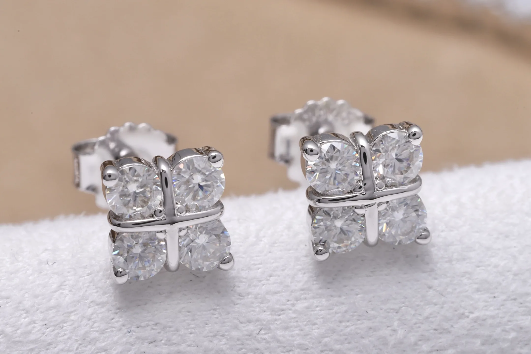 Moissanite Cross Stud Earrings (Sterling Silver) D16016709 — view 5