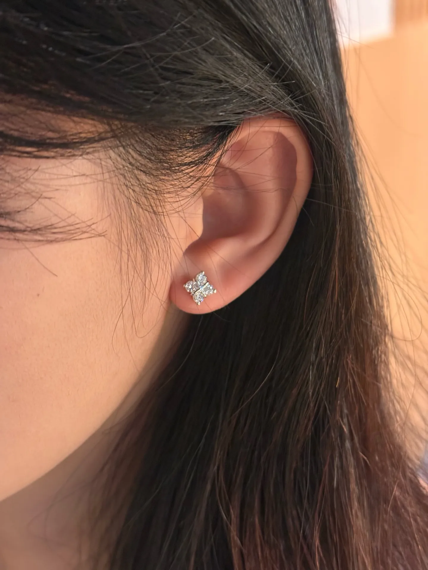 Moissanite Cross Stud Earrings (Sterling Silver) D16016709 — view 7