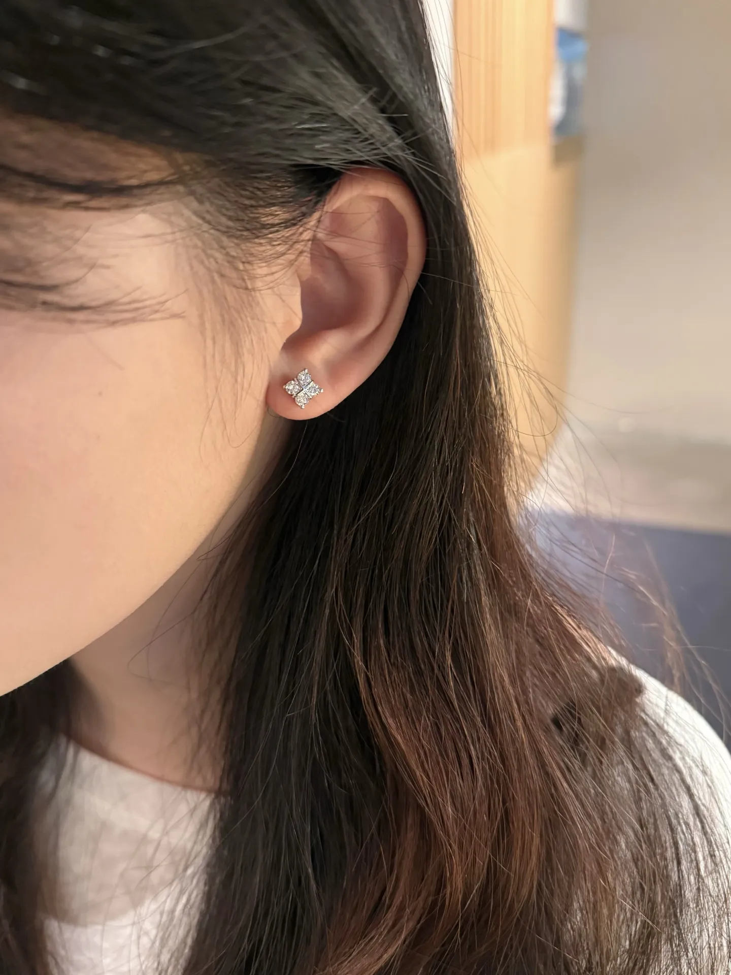 Moissanite Cross Stud Earrings (Sterling Silver) D16016709 — view 8