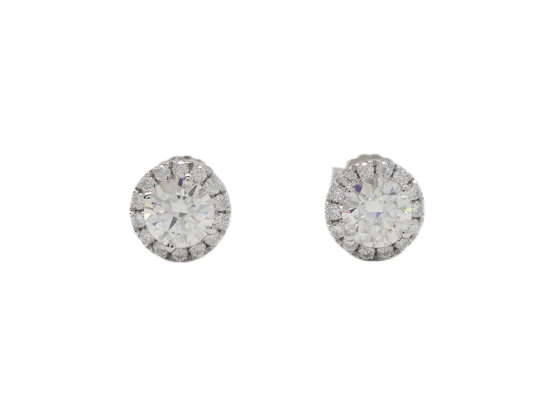 Moissanite Halo Stud Earrings (Sterling Silver) D16516711