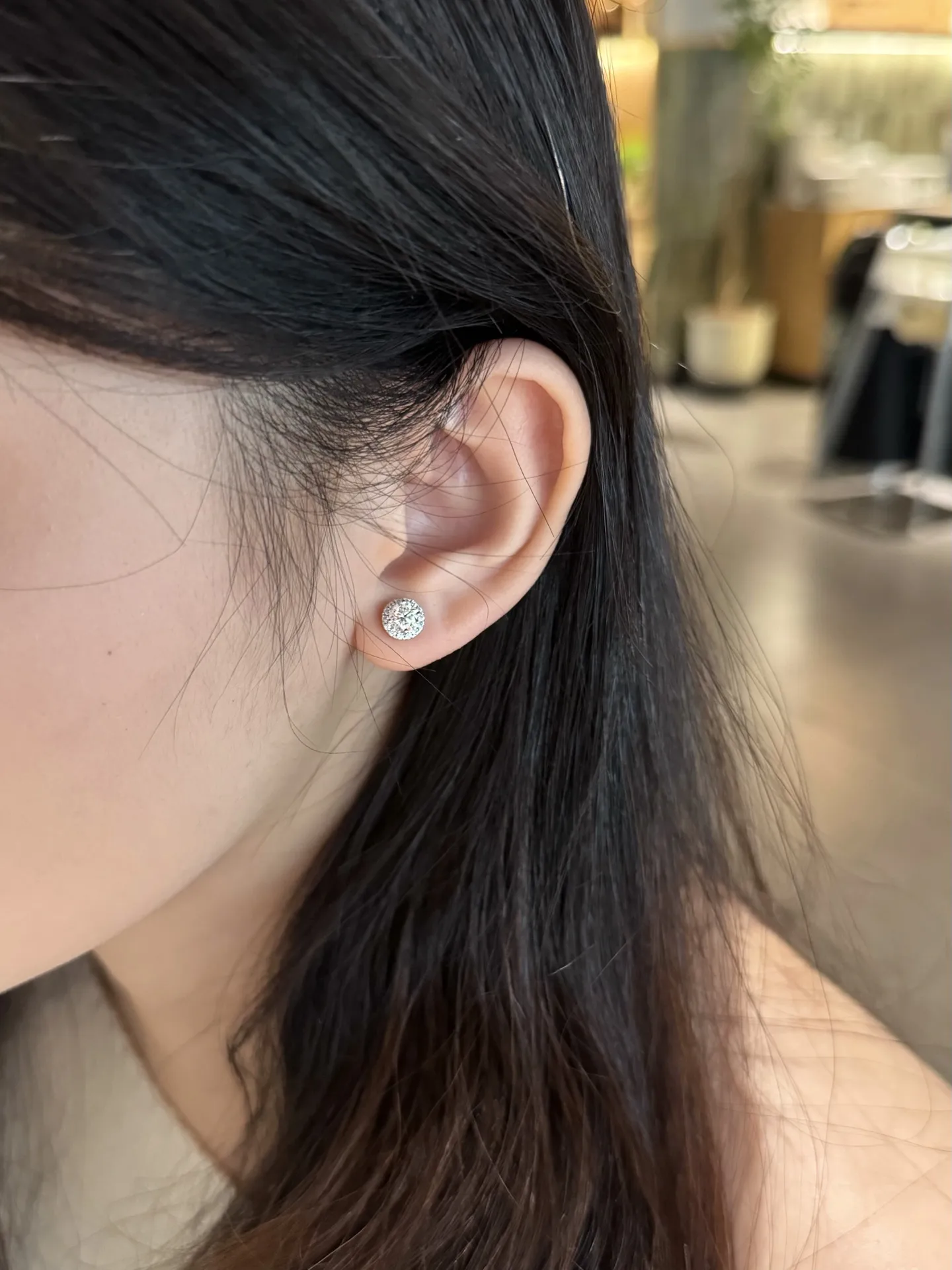 Moissanite Halo Stud Earrings (Sterling Silver) D16516711 — view 7