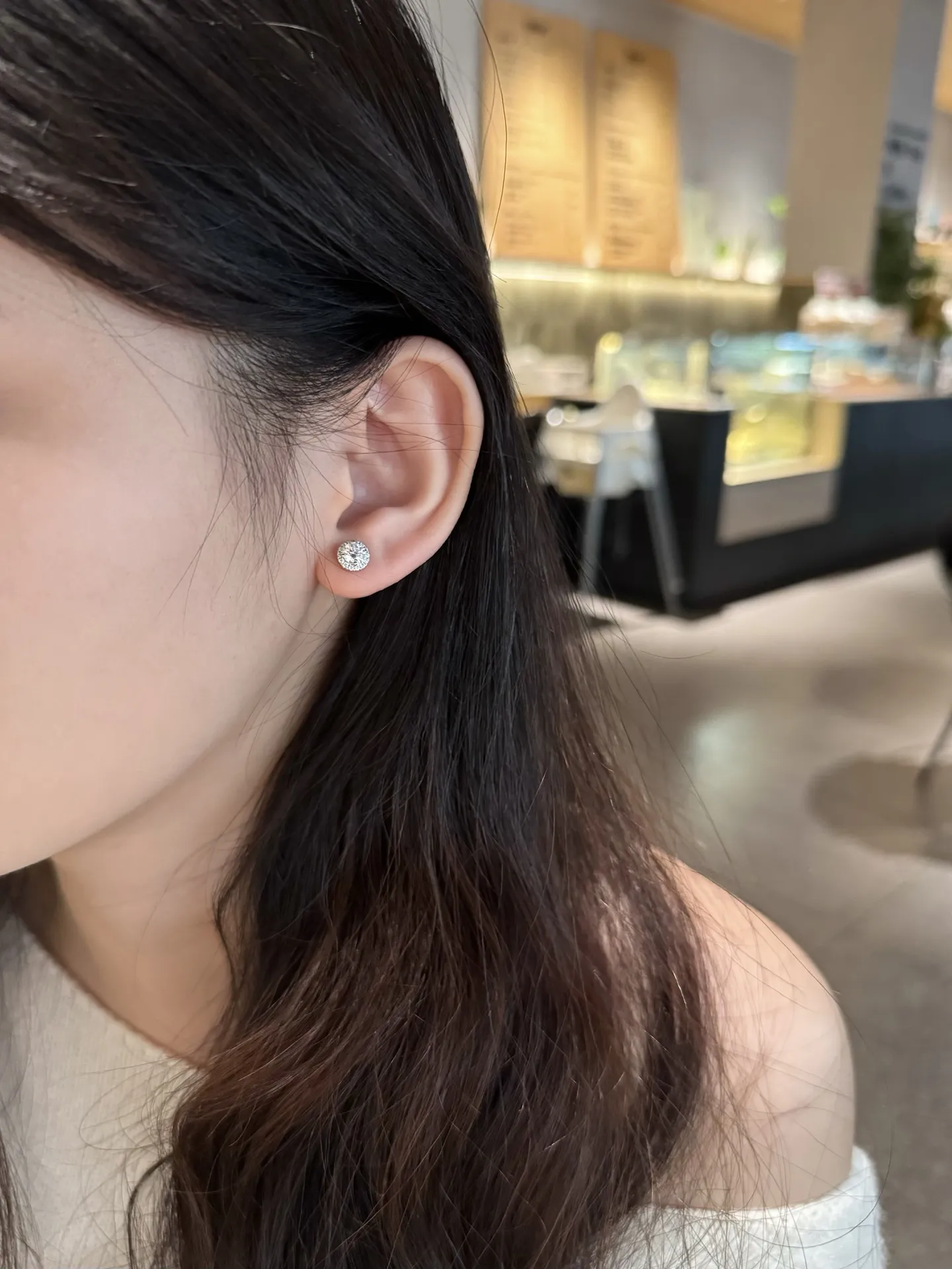Moissanite Halo Stud Earrings (Sterling Silver) D16516711 — view 8