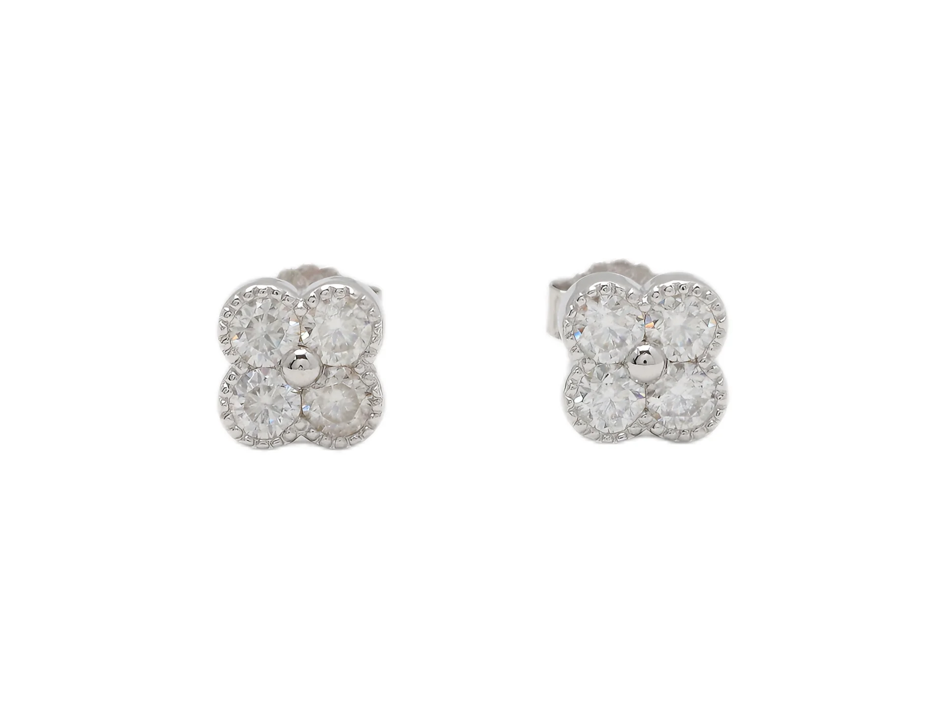 Clover Moissanite Stud Earrings (Sterling Silver) D17516714