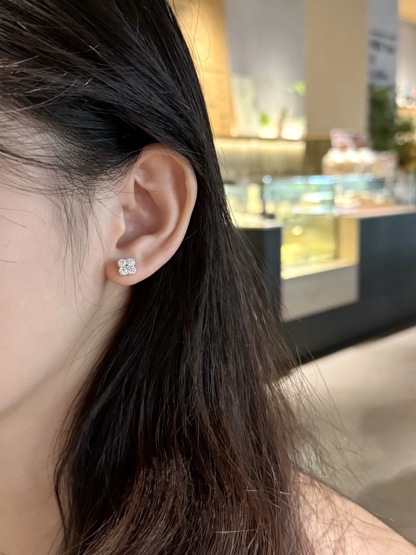 Clover Moissanite Stud Earrings (Sterling Silver) D17516714 — view 8