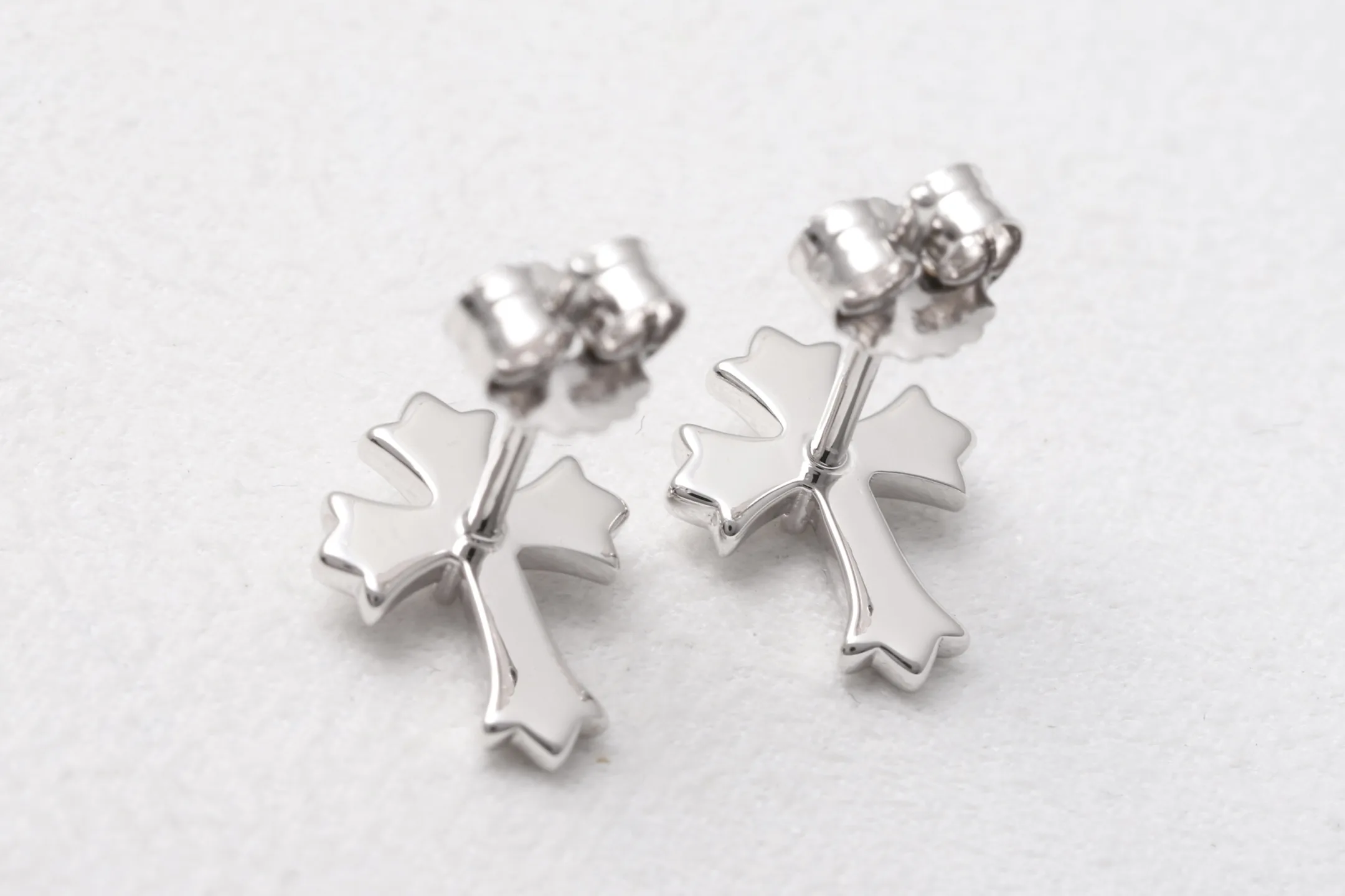 Moissanite Cross Stud Earrings (Sterling Silver) D15516696 — view 6
